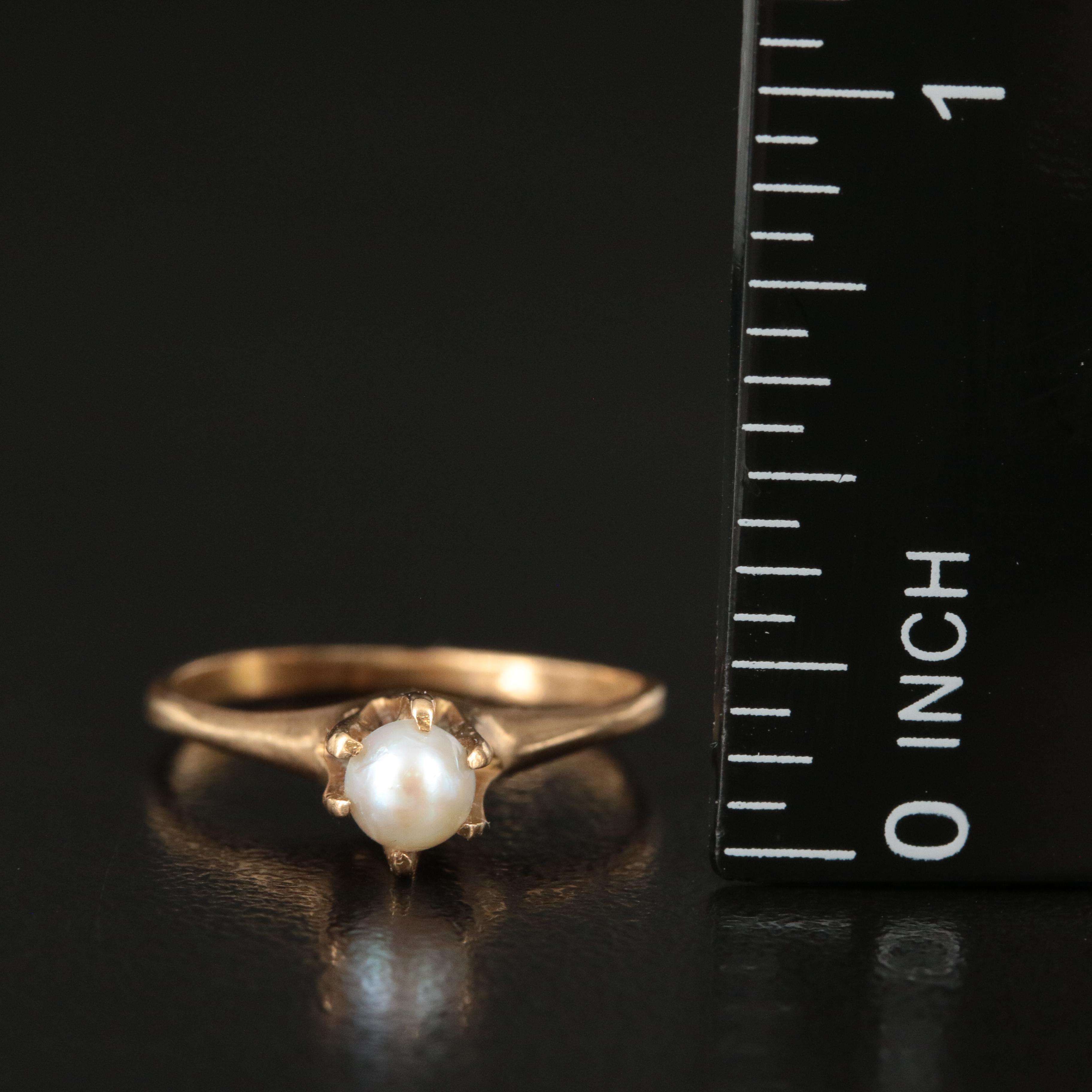 Vintage 14K Pearl Solitaire Ring