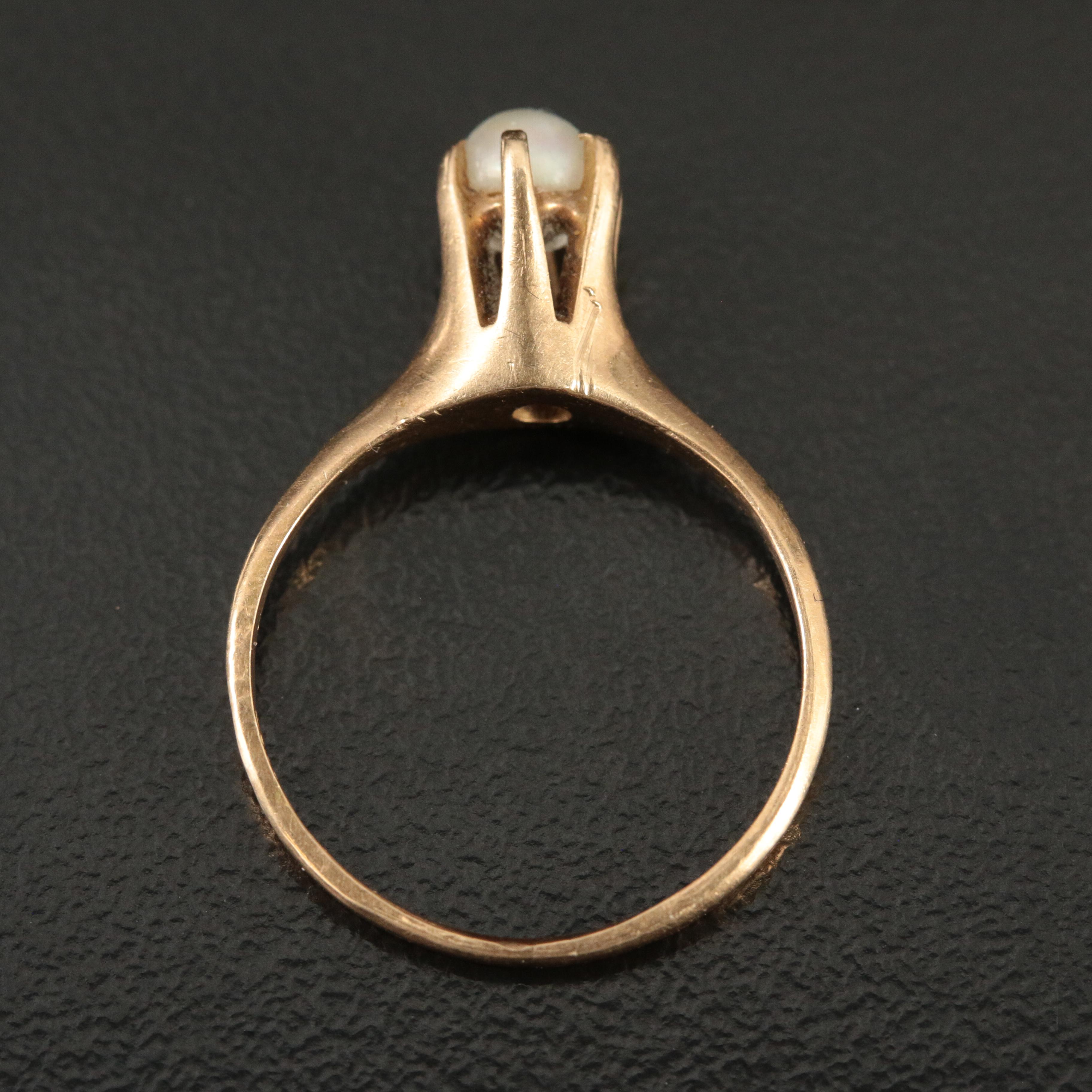 Vintage 14K Pearl Solitaire Ring