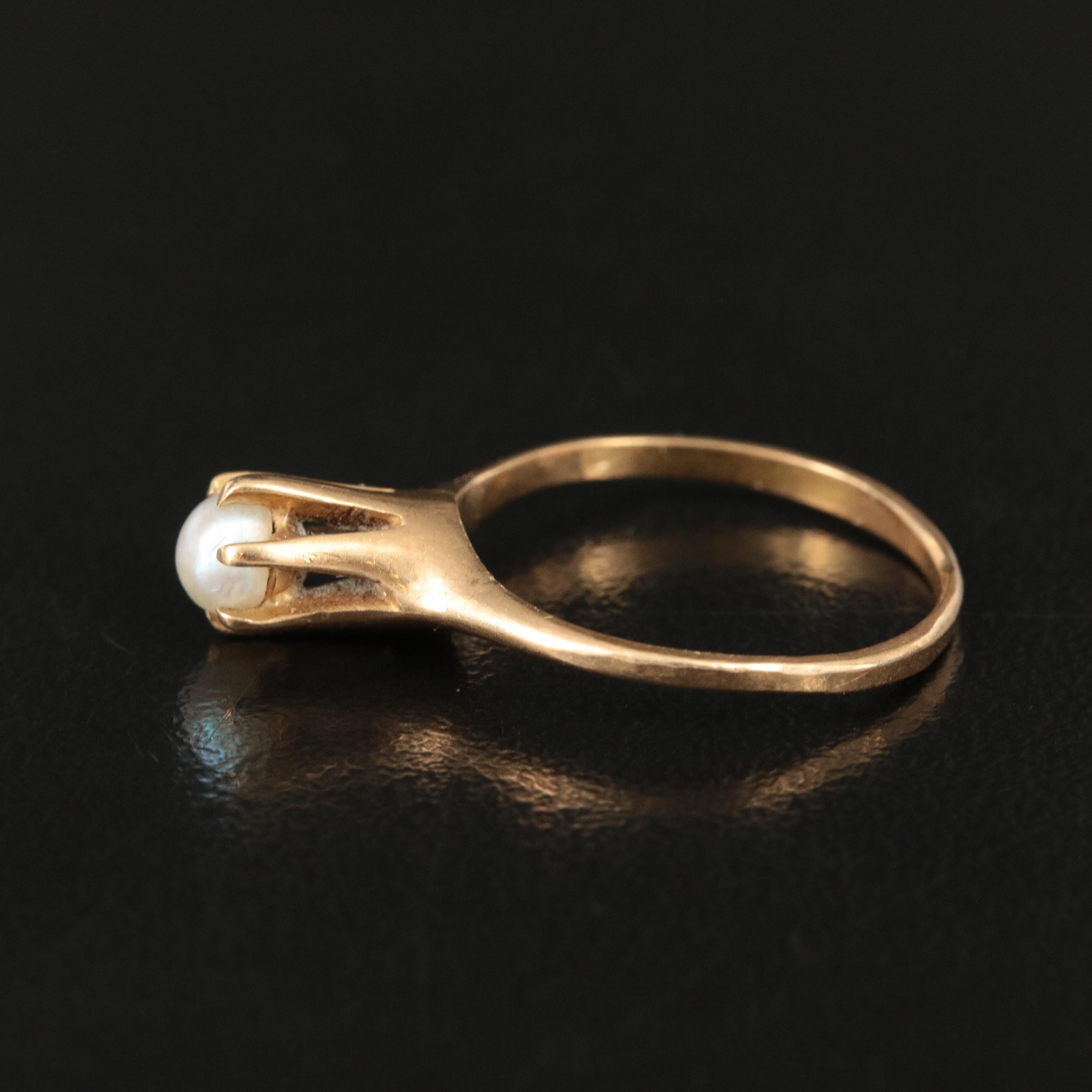 Vintage 14K Pearl Solitaire Ring