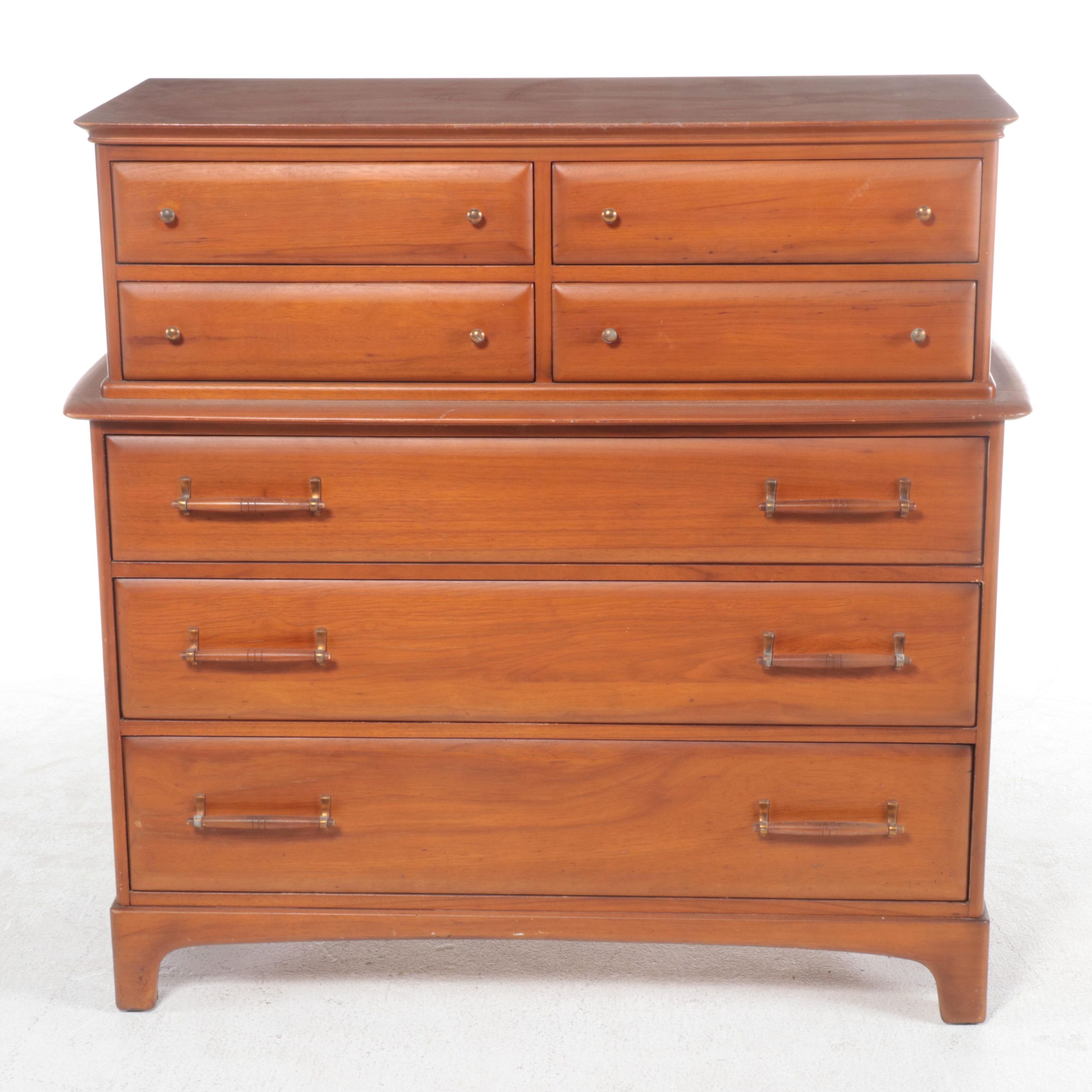 Unique Furniture Makers Mid Century Modern Pecan Seven-Drawer Chest