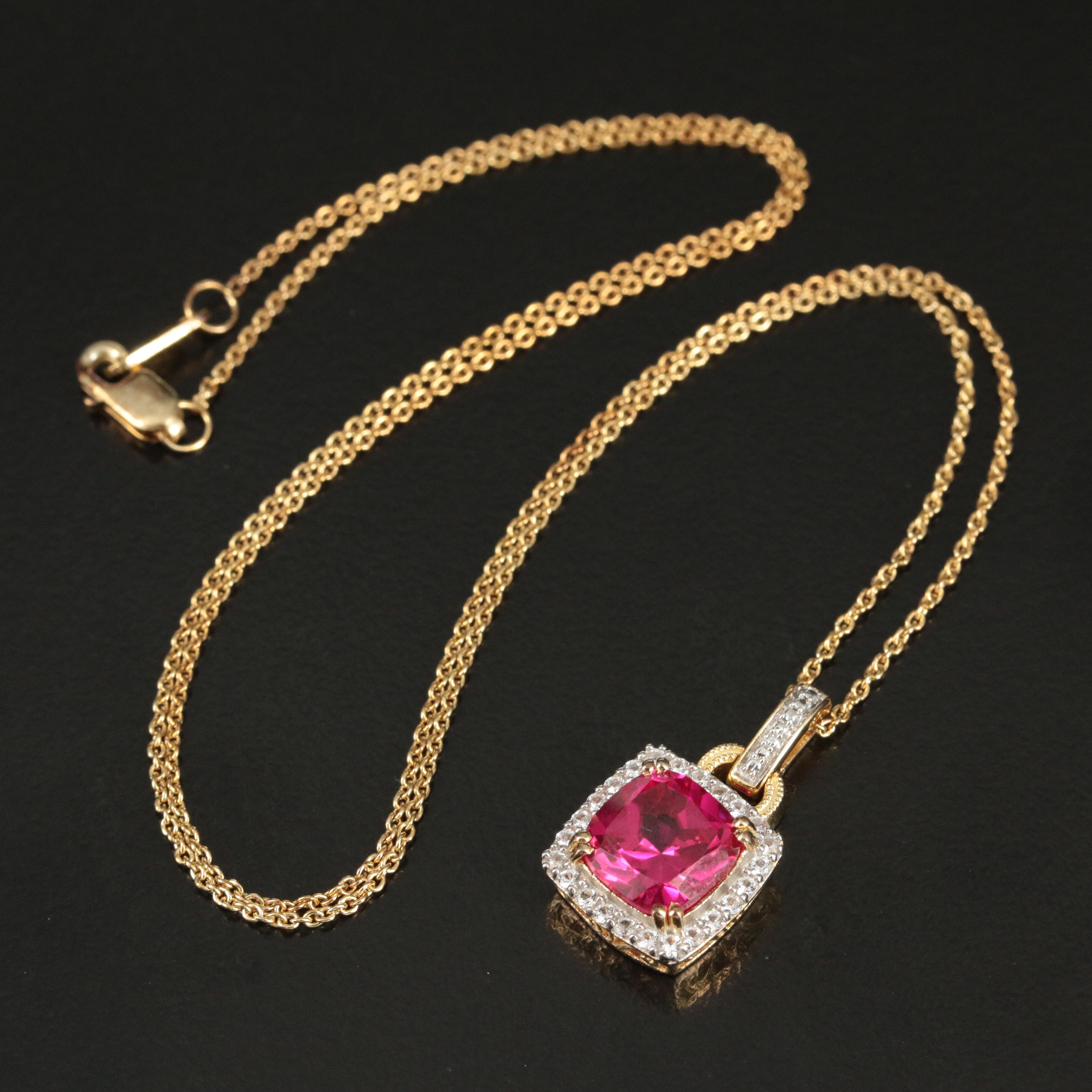 Sterling Ruby and Sapphire Pendant Necklace