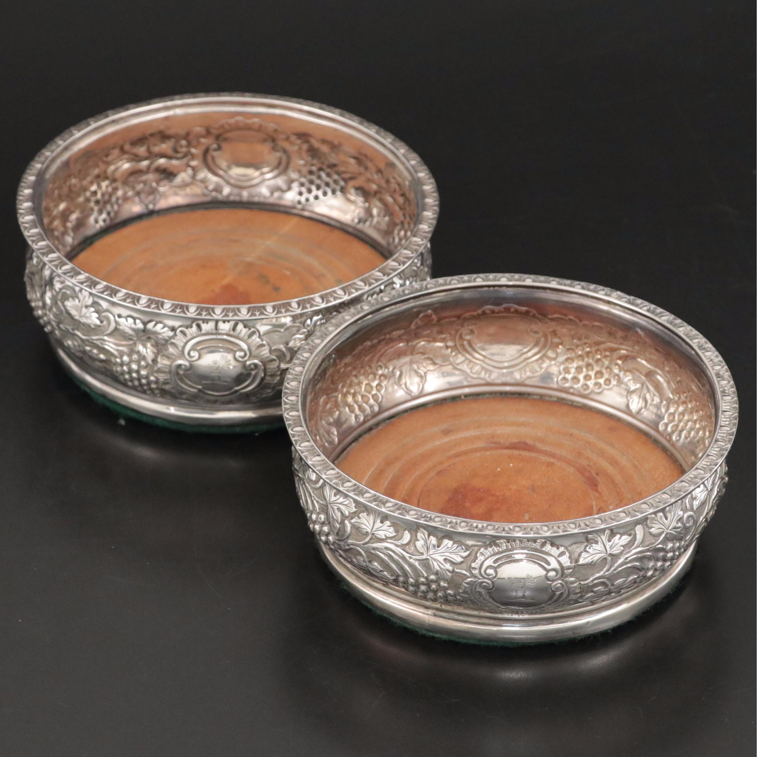 Edward Power and Edward Twy Sterling Silver Wine Coasters