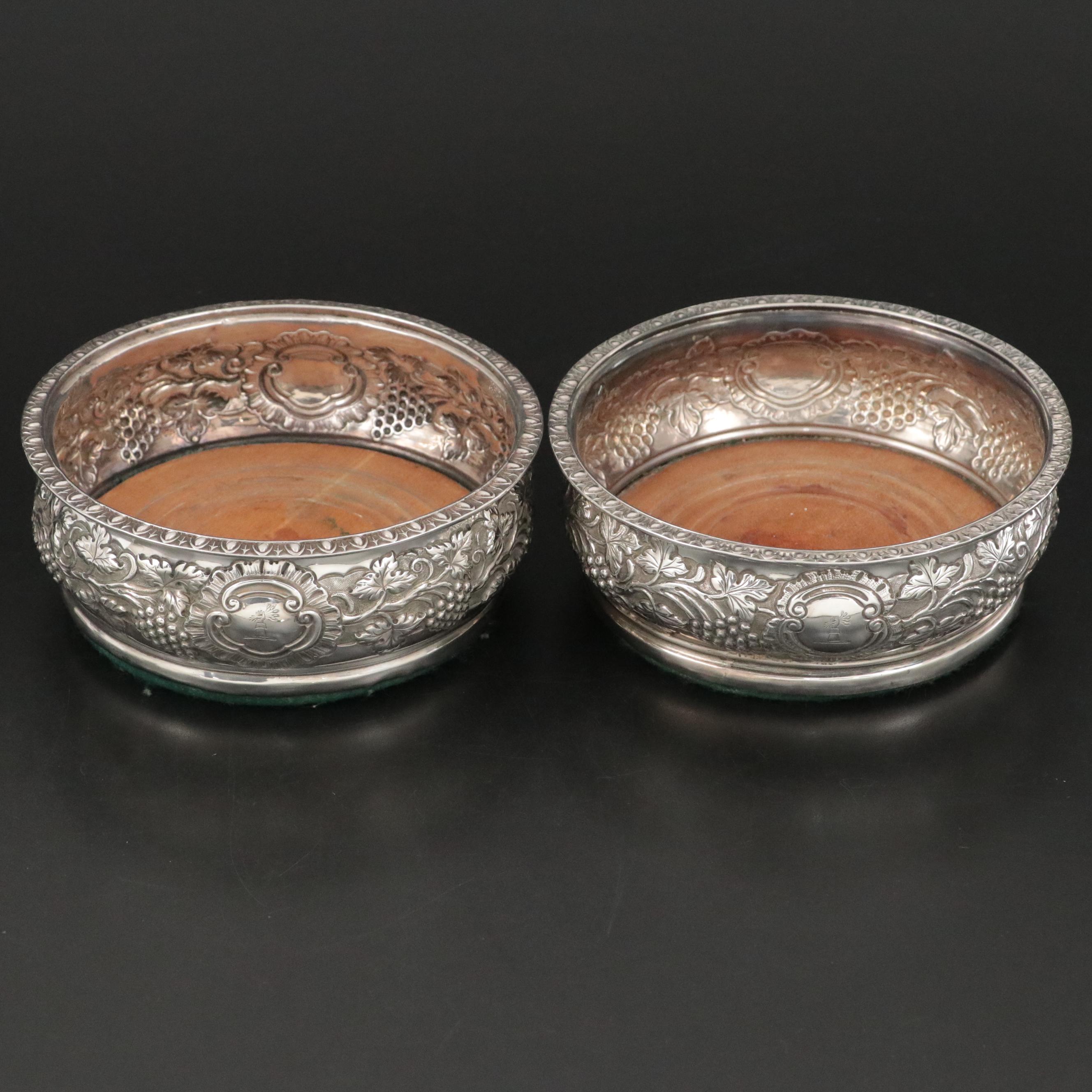 Edward Power and Edward Twy Sterling Silver Wine Coasters