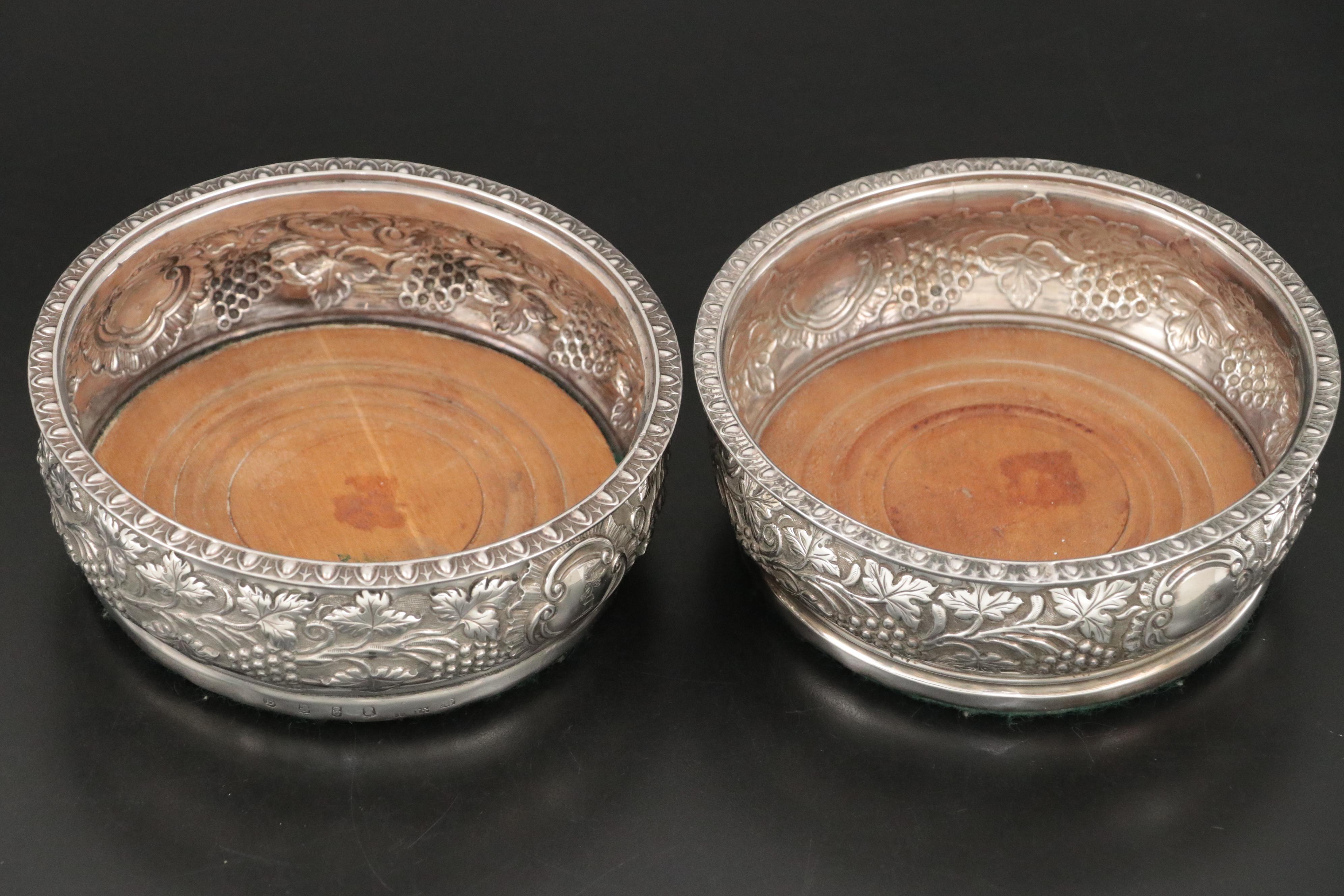 Edward Power and Edward Twy Sterling Silver Wine Coasters