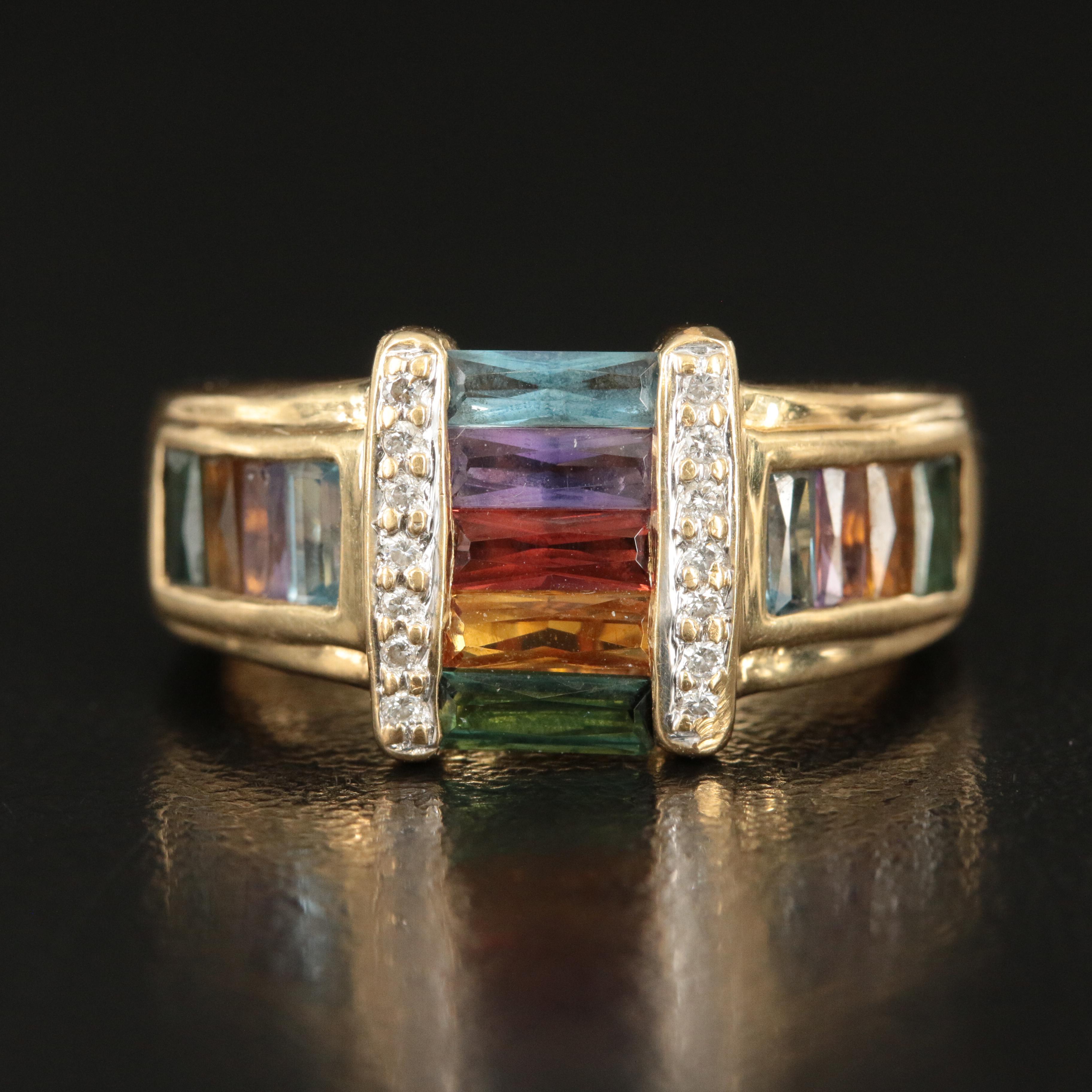 Bellarri 18K Multi Gemstone Ring with Diamond Accents