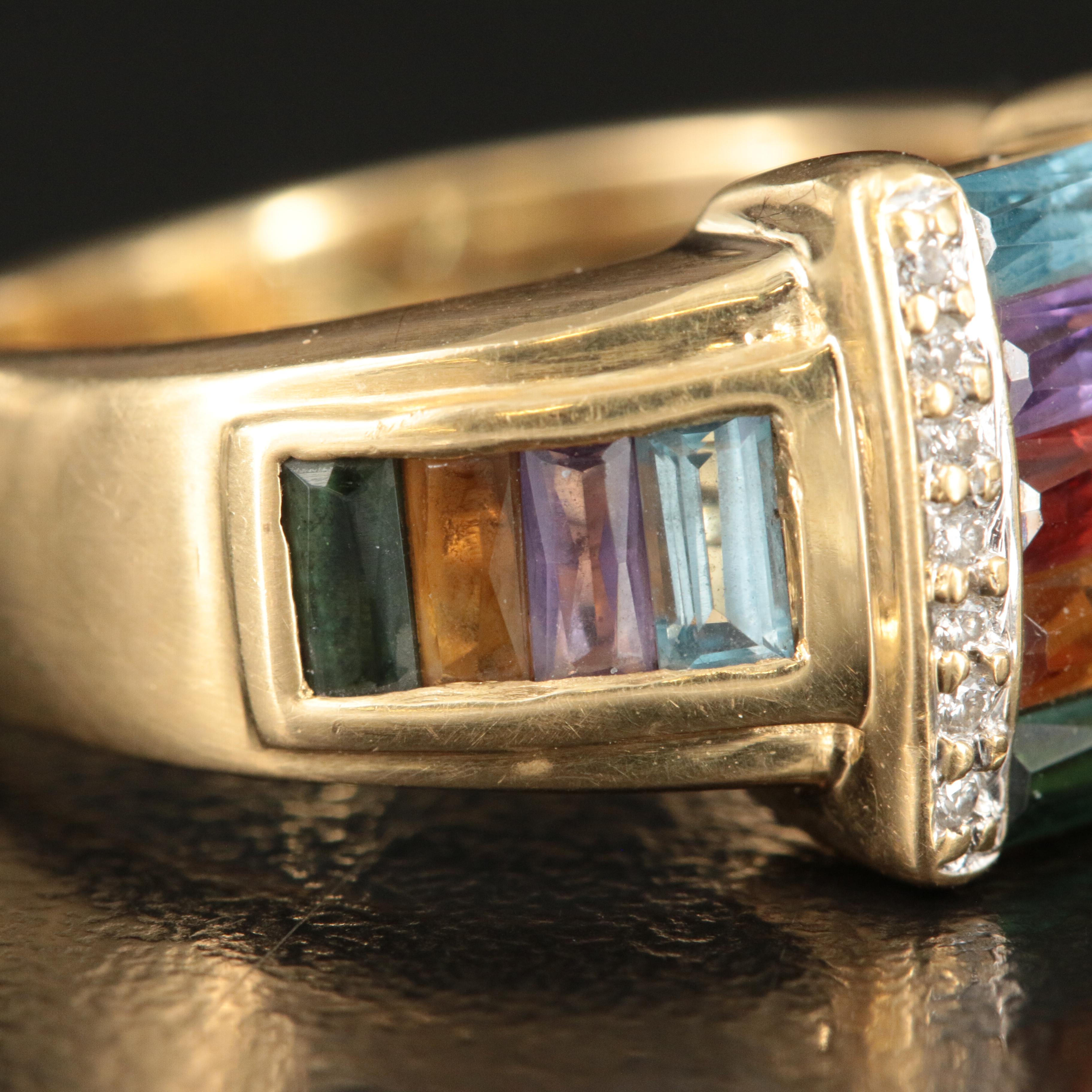 Bellarri 18K Multi Gemstone Ring with Diamond Accents