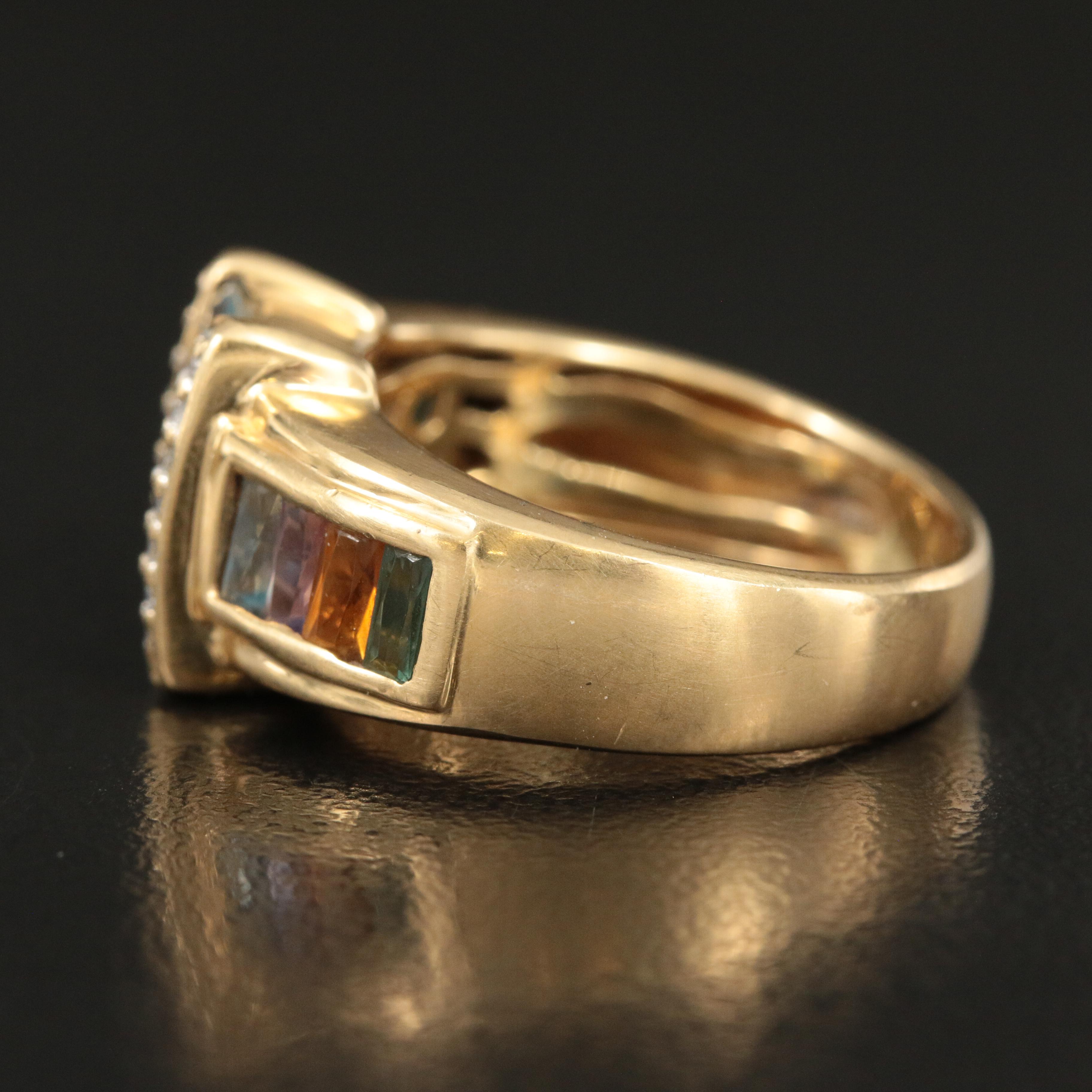 Bellarri 18K Multi Gemstone Ring with Diamond Accents