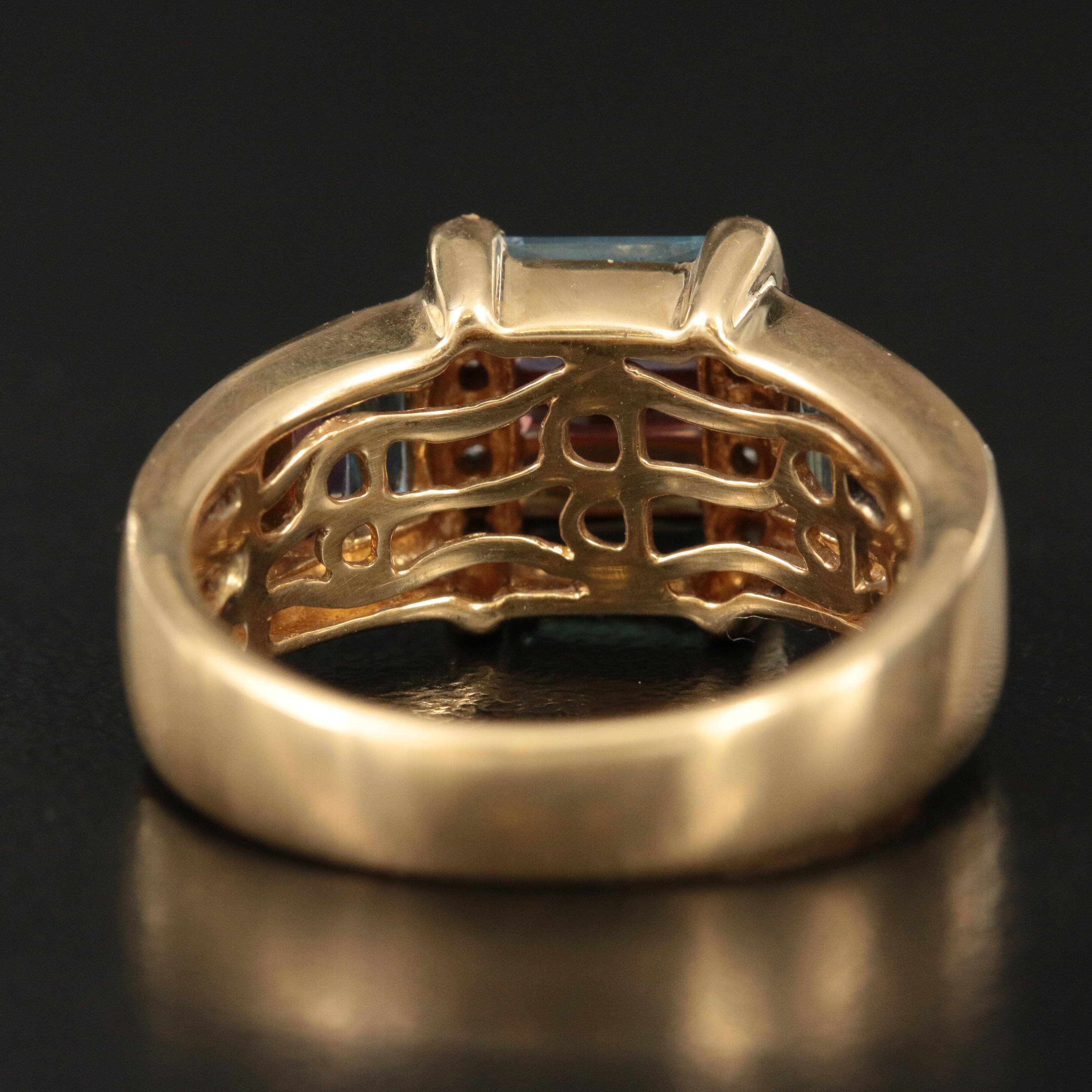 Bellarri 18K Multi Gemstone Ring with Diamond Accents