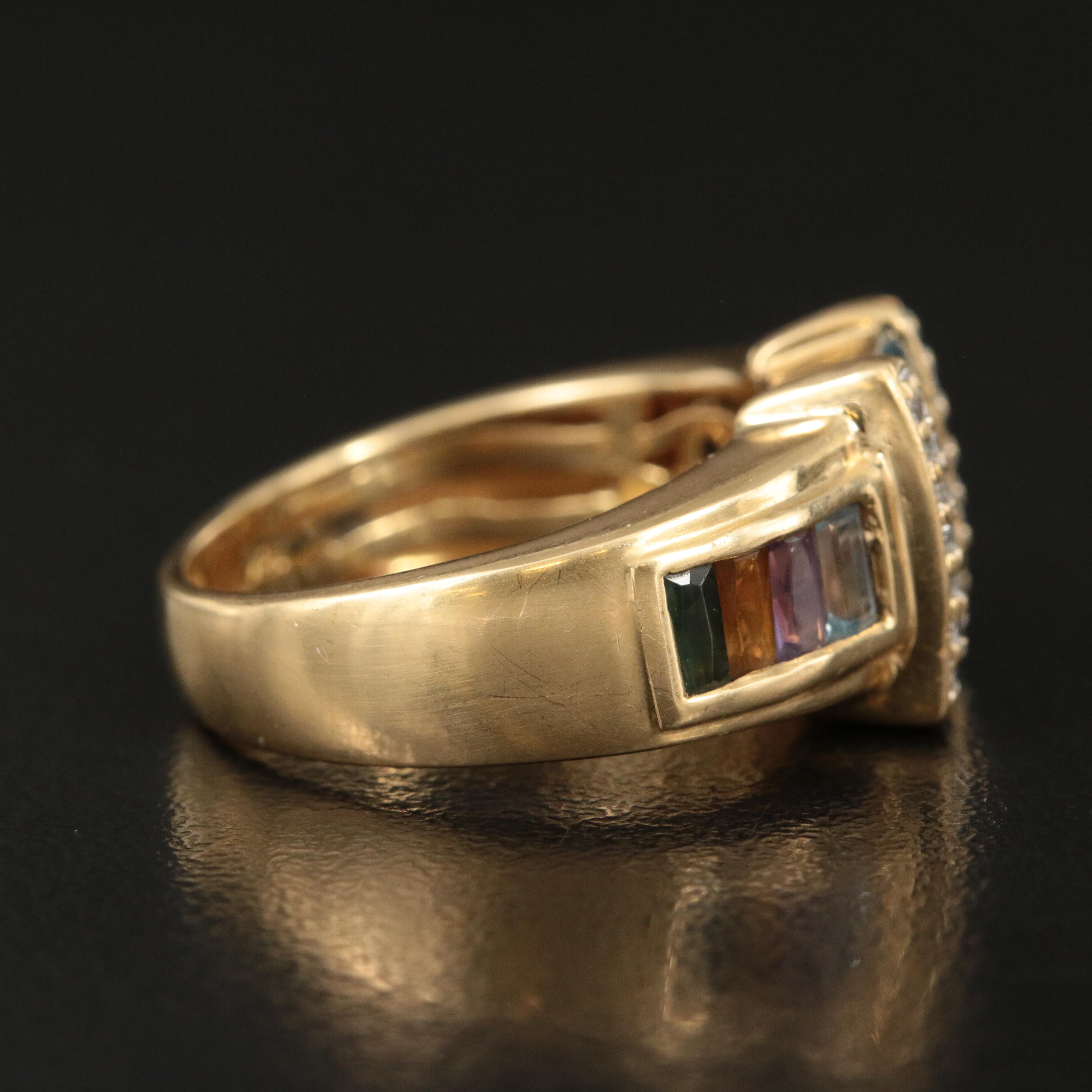Bellarri 18K Multi Gemstone Ring with Diamond Accents