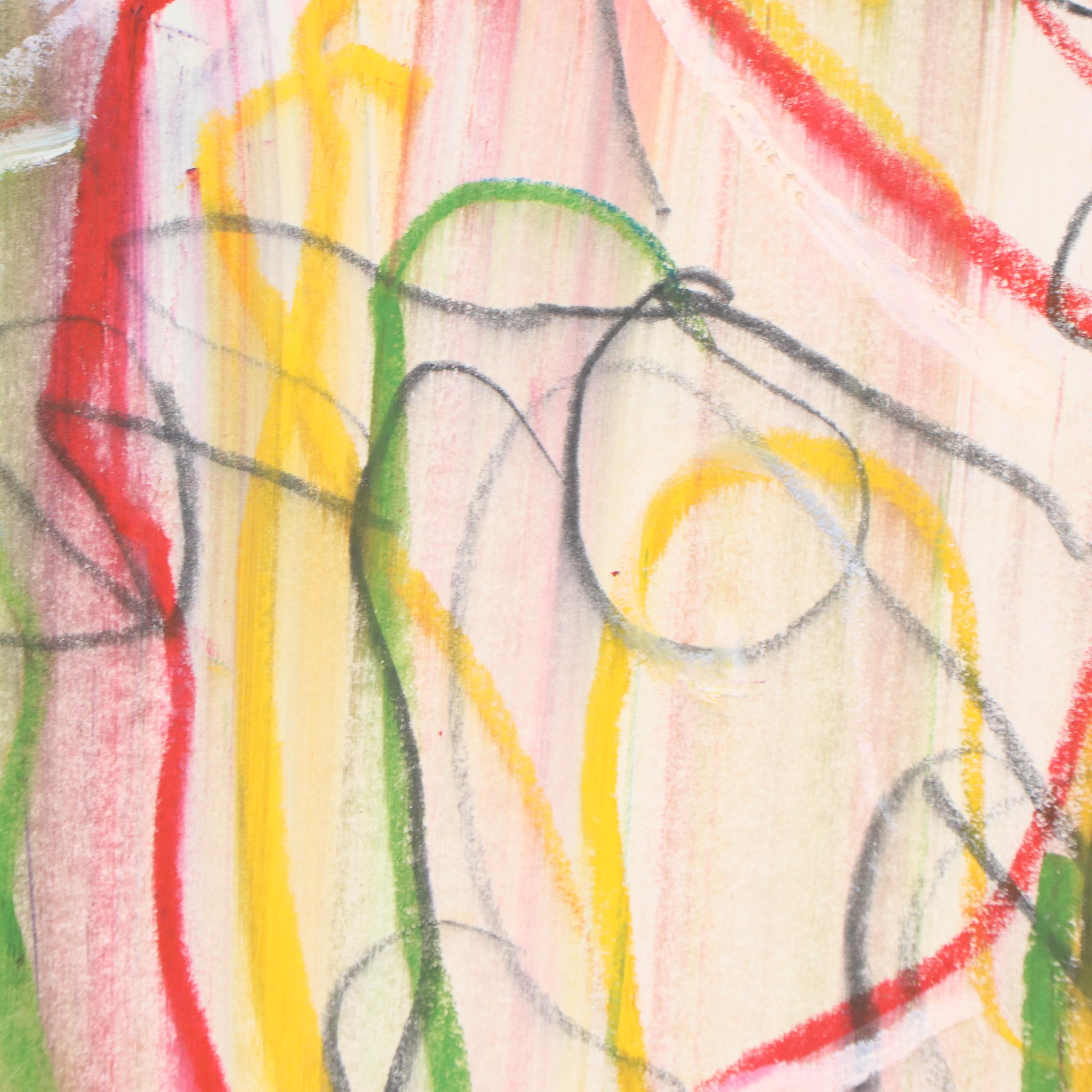 Jack Meanwell Modern Figural Oil Pastel Drawing, 1980