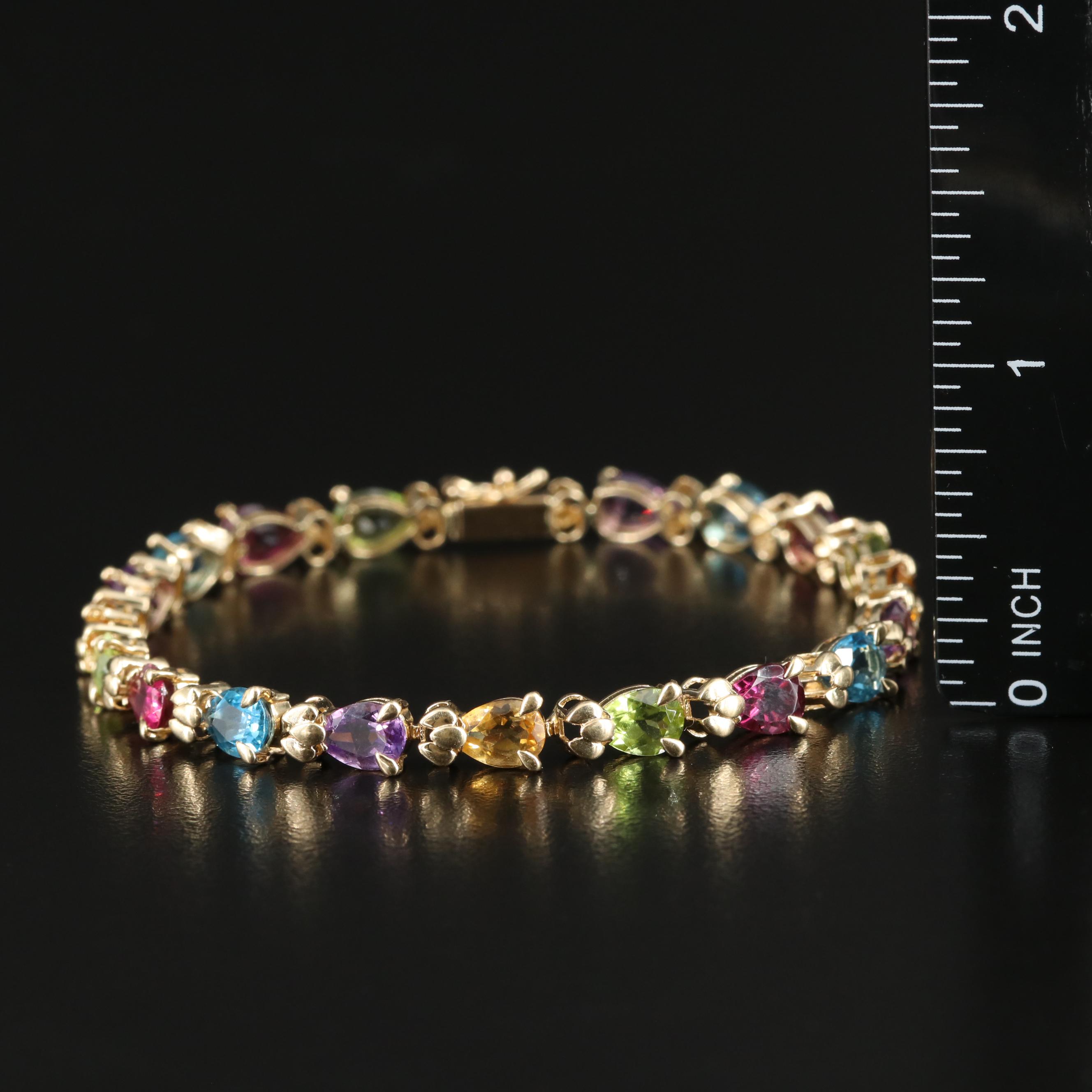 14K Multicolor Gemstone Line Bracelet