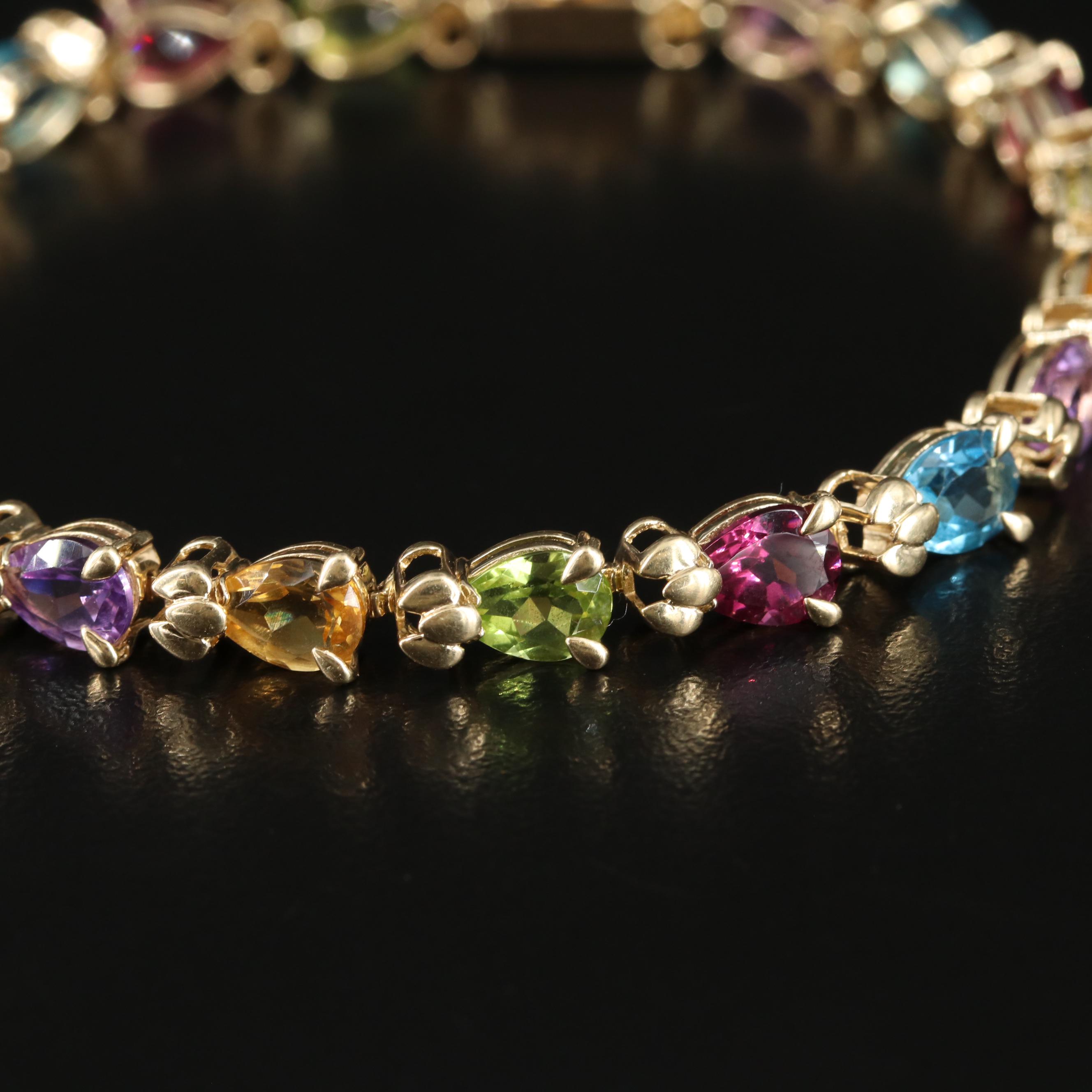 14K Multicolor Gemstone Line Bracelet