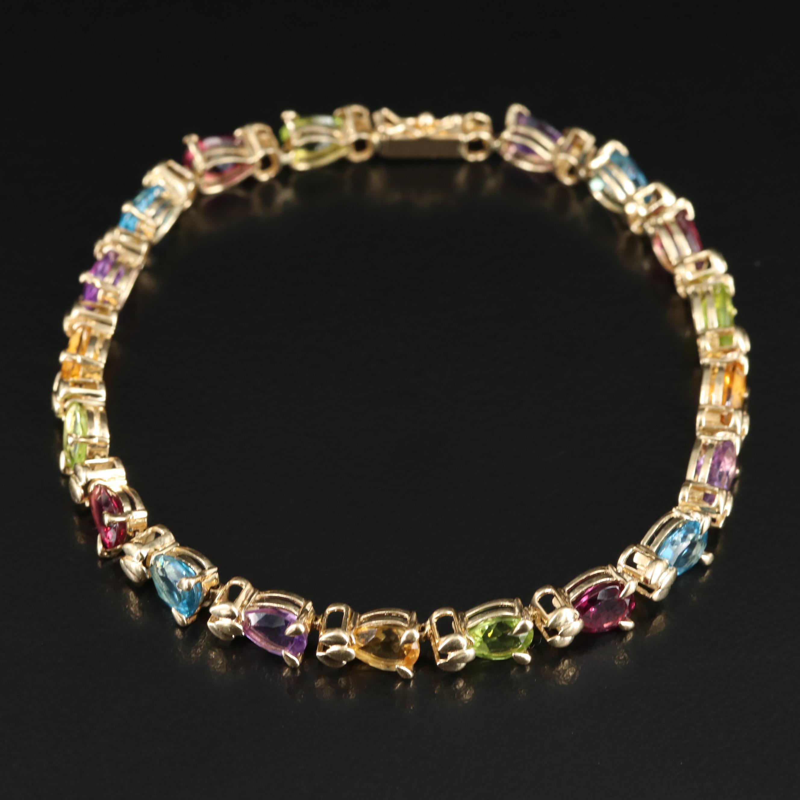 14K Multicolor Gemstone Line Bracelet