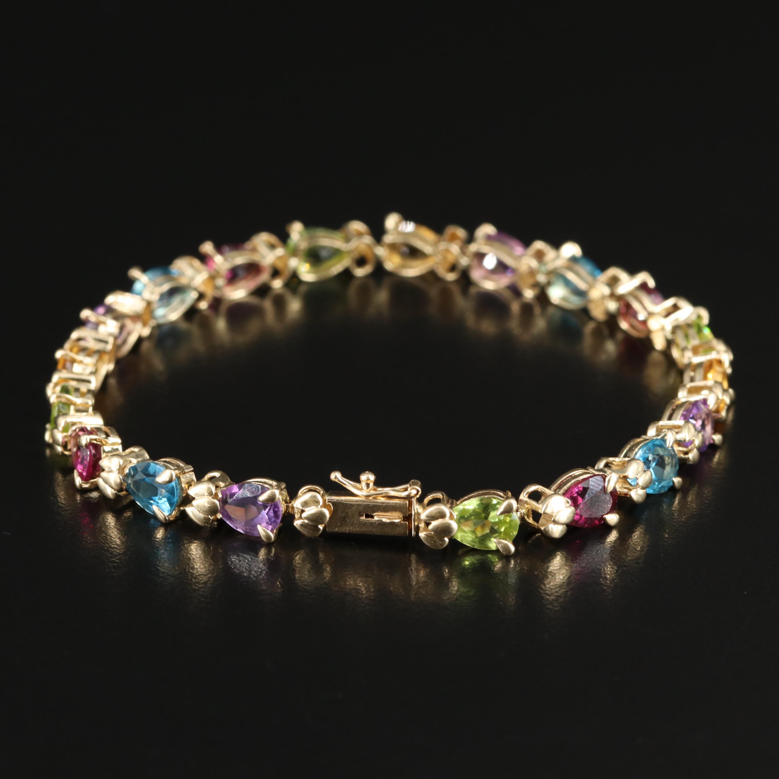 14K Multicolor Gemstone Line Bracelet