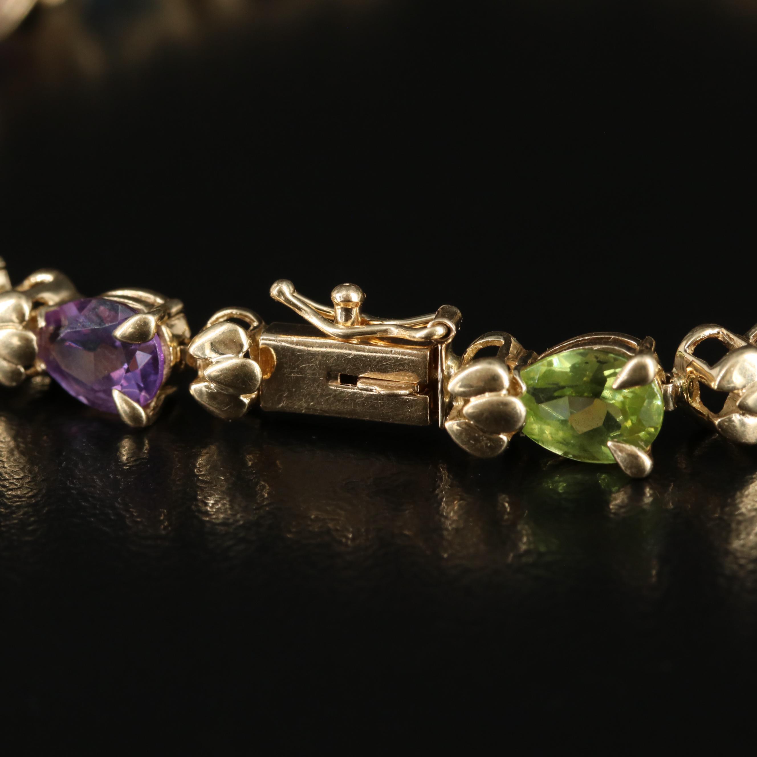 14K Multicolor Gemstone Line Bracelet