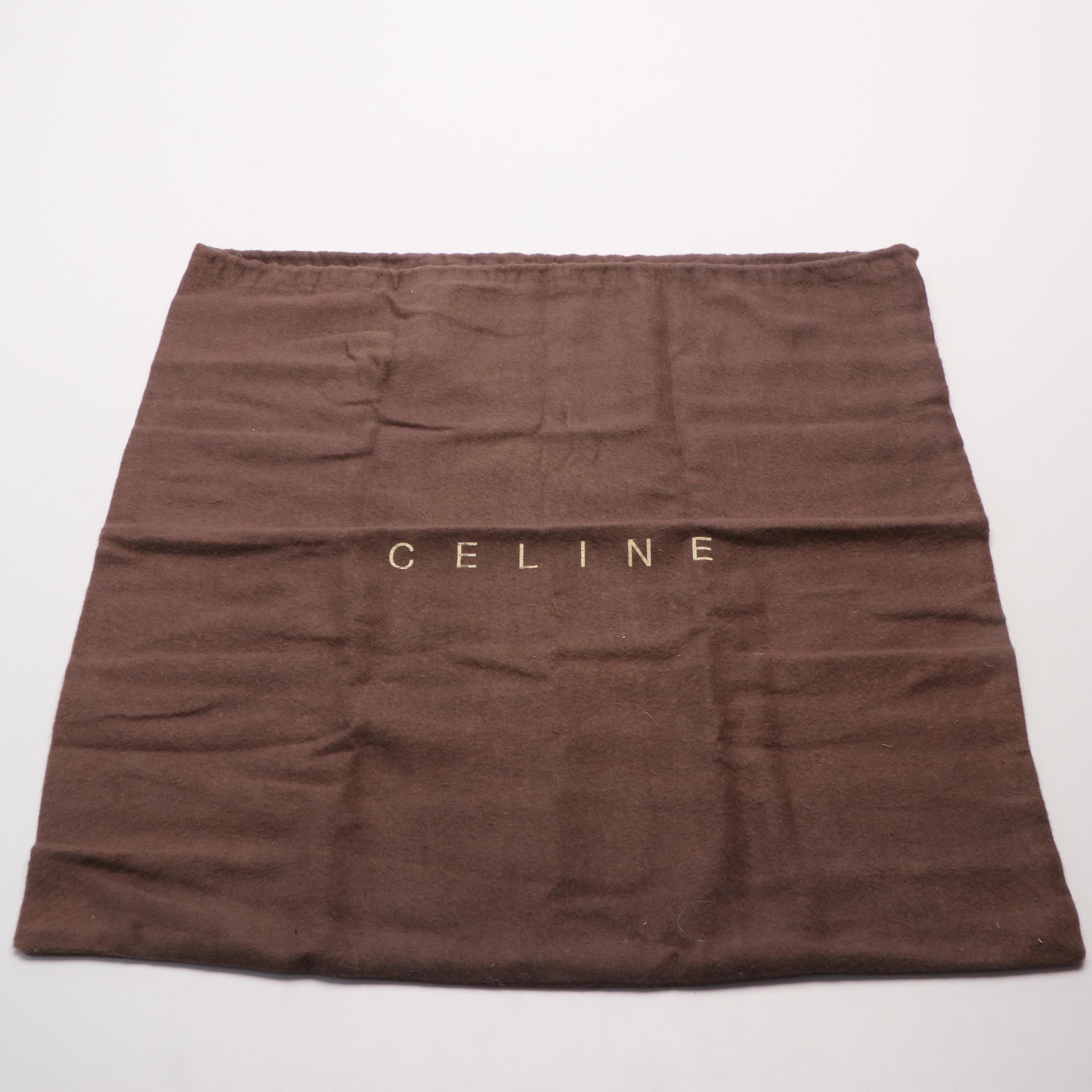 Celine Boogie Bag in Texted White Leather with Orange Trim