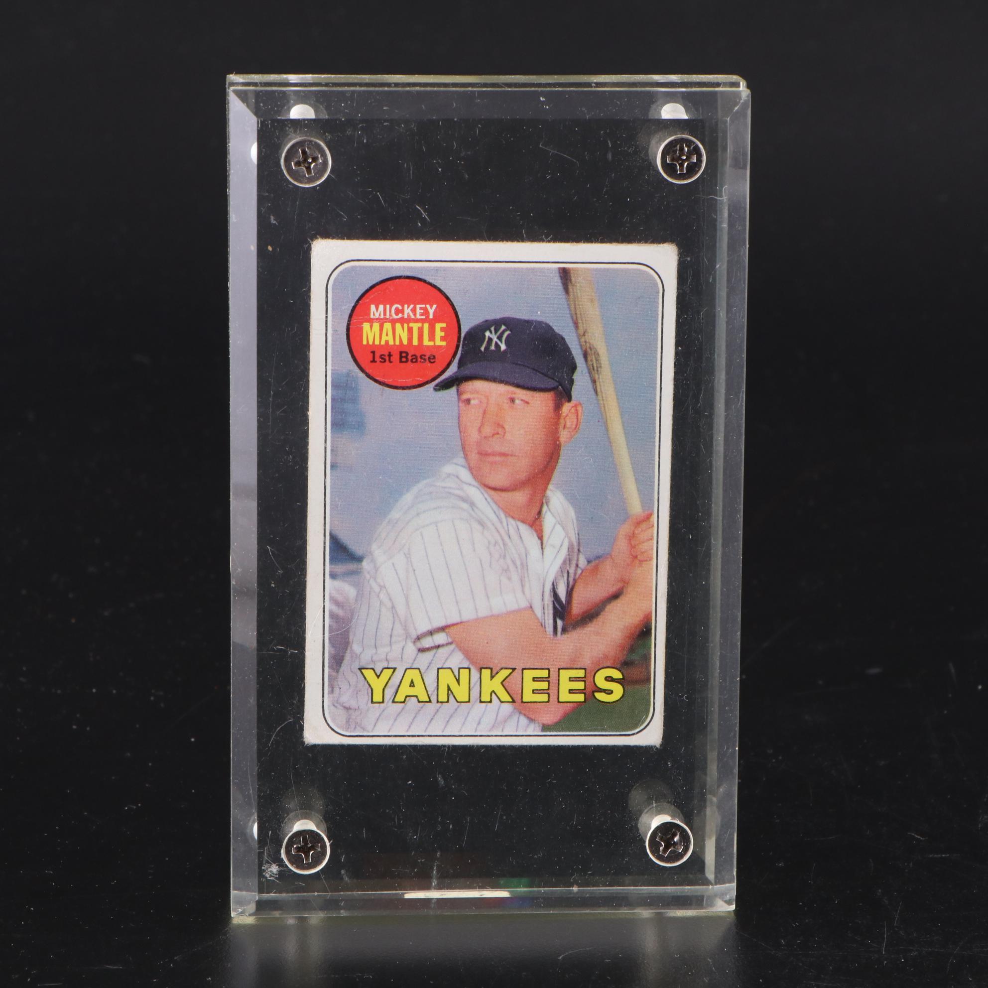 1969 Topps Mickey Mantle 500 Baseball Card in Screw Down Case EBTH