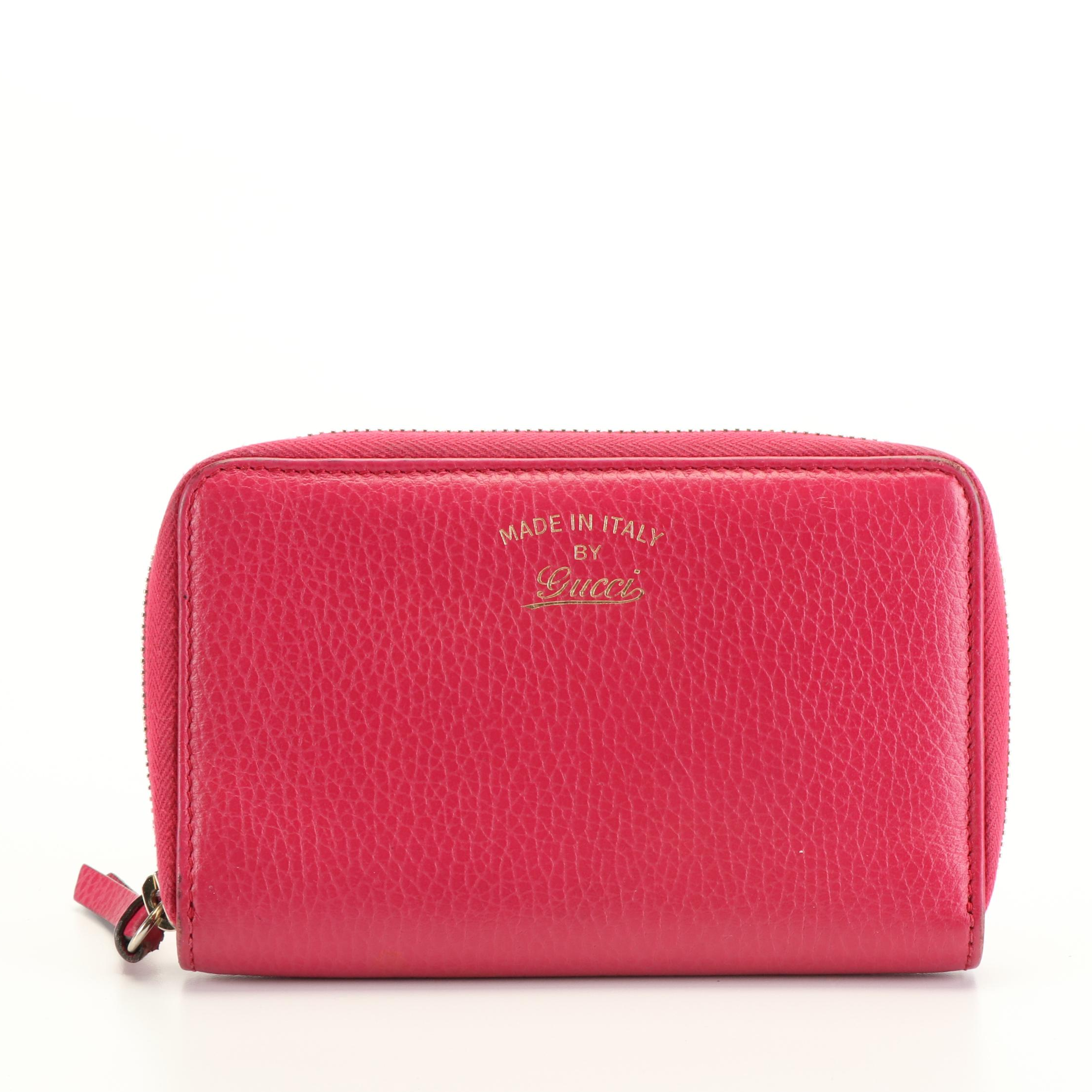 Gucci Zip Around Long Wallet in Pink Leather