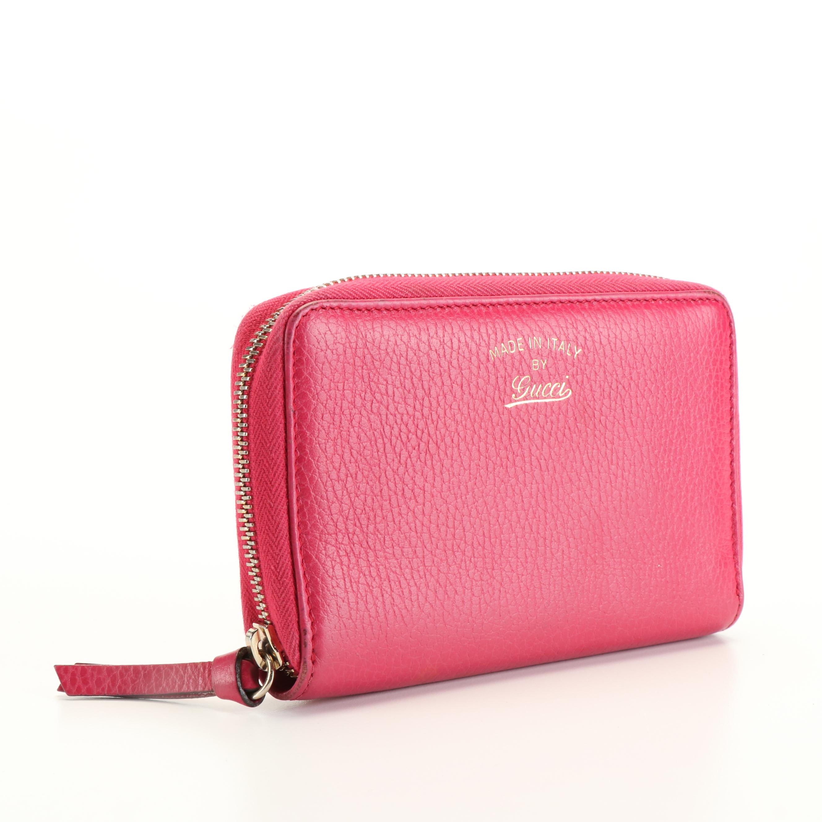 Gucci Zip Around Long Wallet in Pink Leather