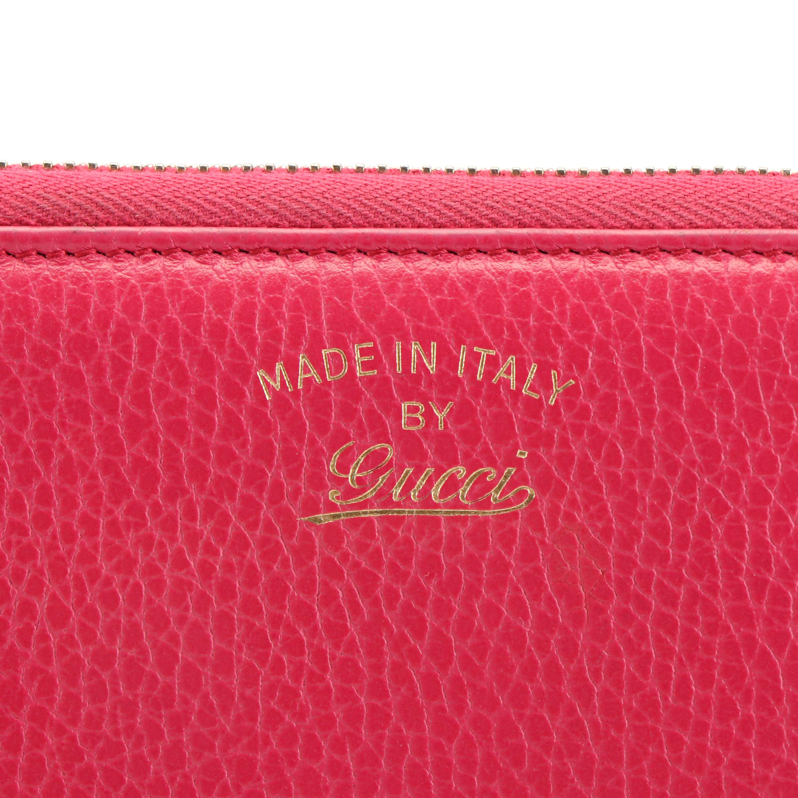 Gucci Zip Around Long Wallet in Pink Leather