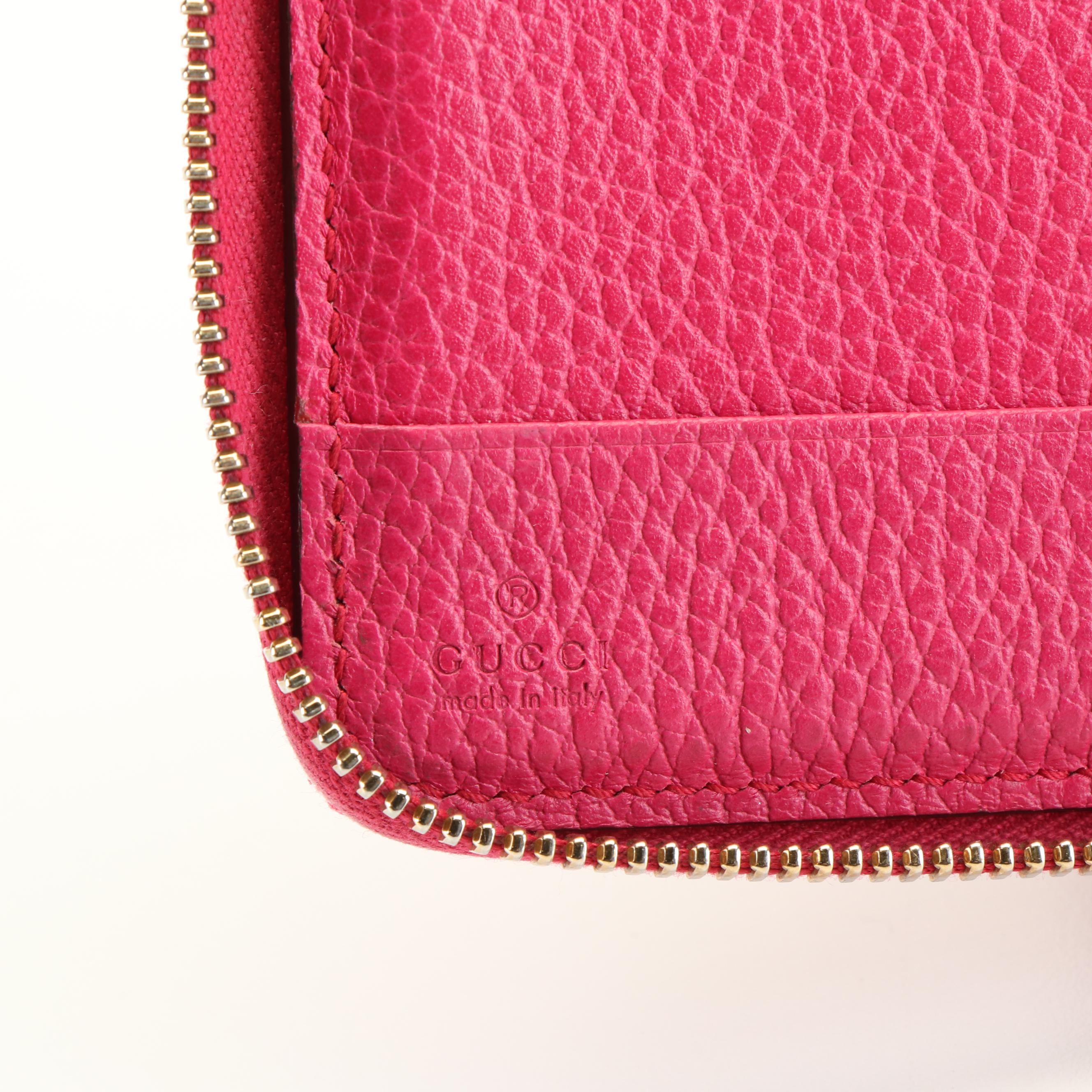 Gucci Zip Around Long Wallet in Pink Leather