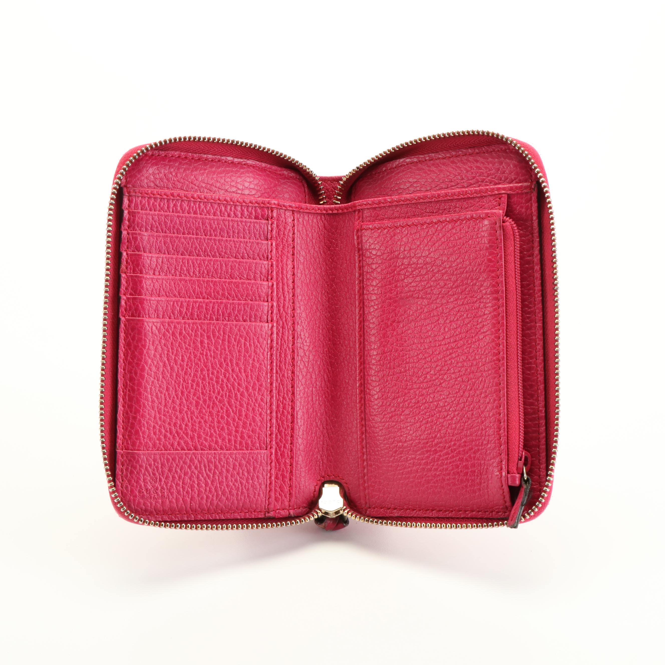 Gucci Zip Around Long Wallet in Pink Leather