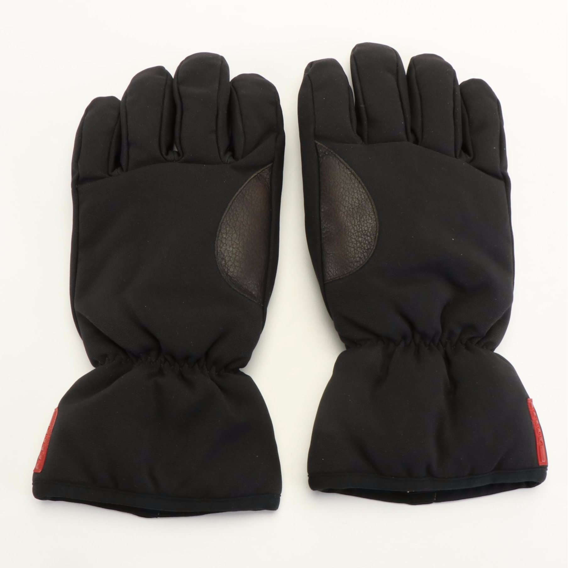Prada Red Tab Winter Ski Gloves with Leather Trim