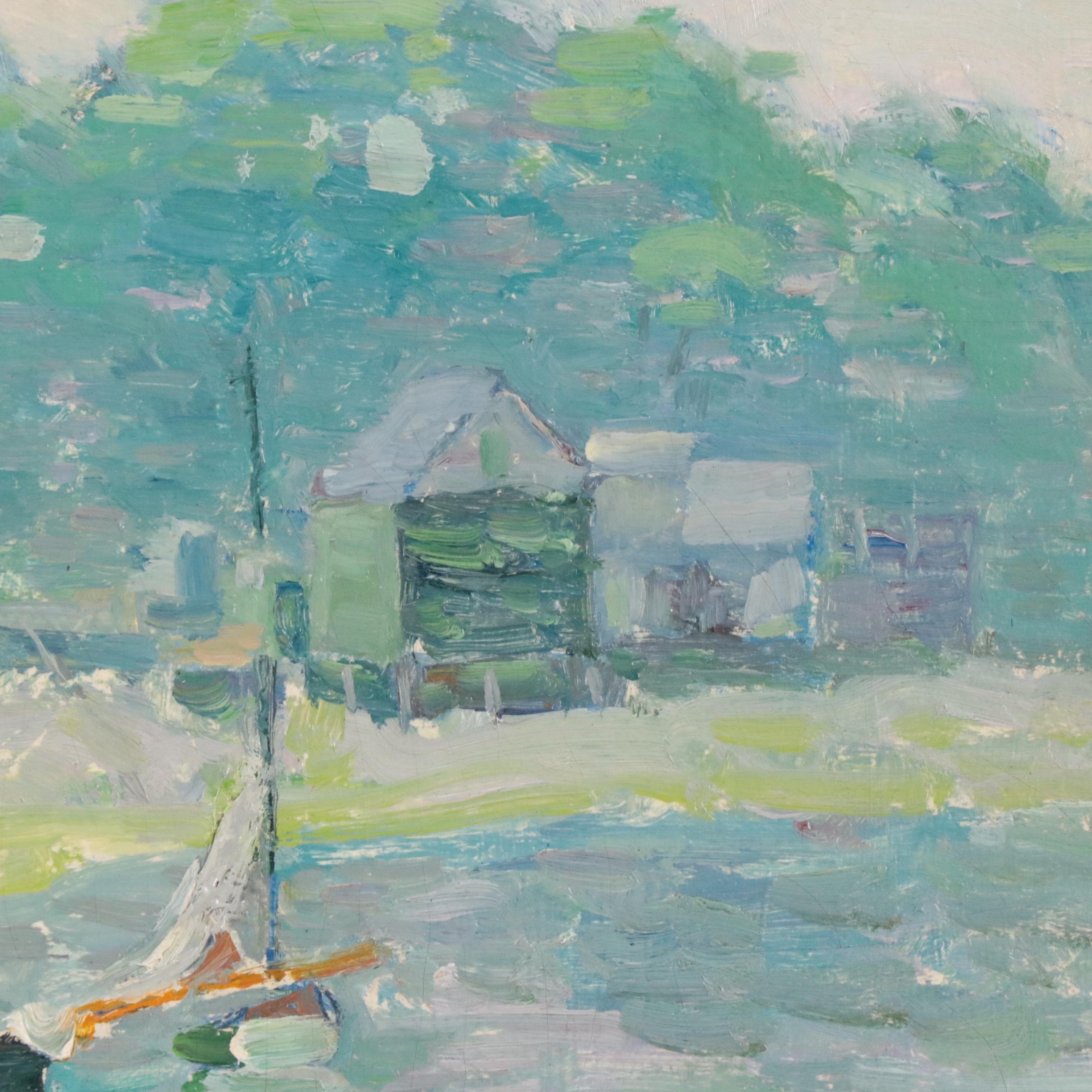 Elizabeth G. Jewell Coastal Landscape Oil Painting "Gloucester"