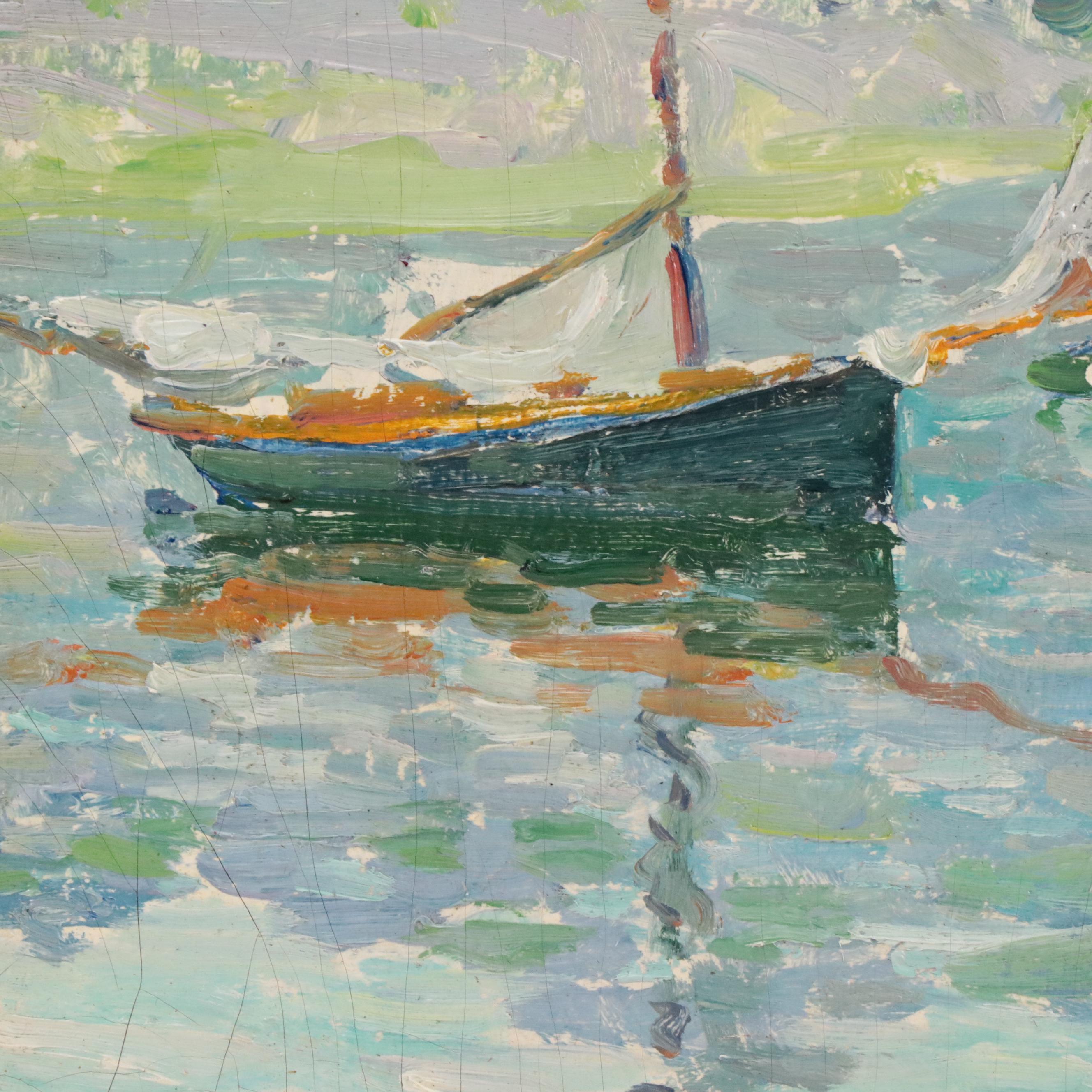 Elizabeth G. Jewell Coastal Landscape Oil Painting "Gloucester"