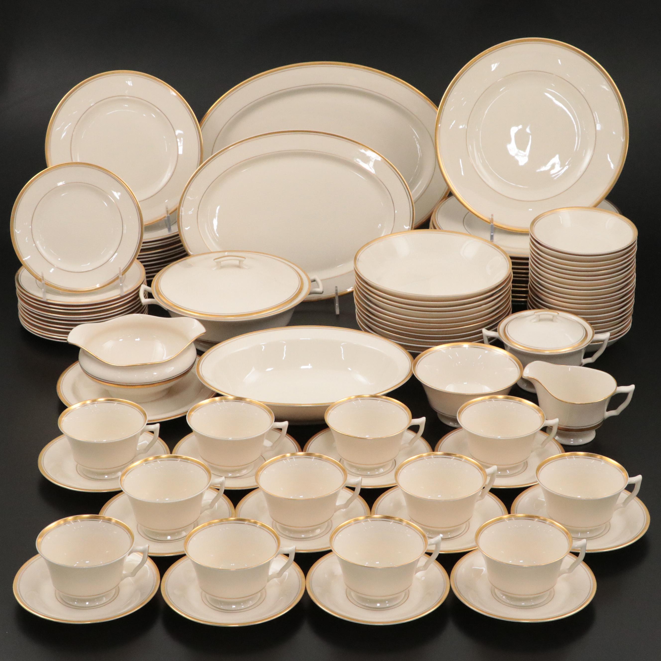 Syracuse China Old Ivory Gilt Rim Dinnerware and Serving Pieces