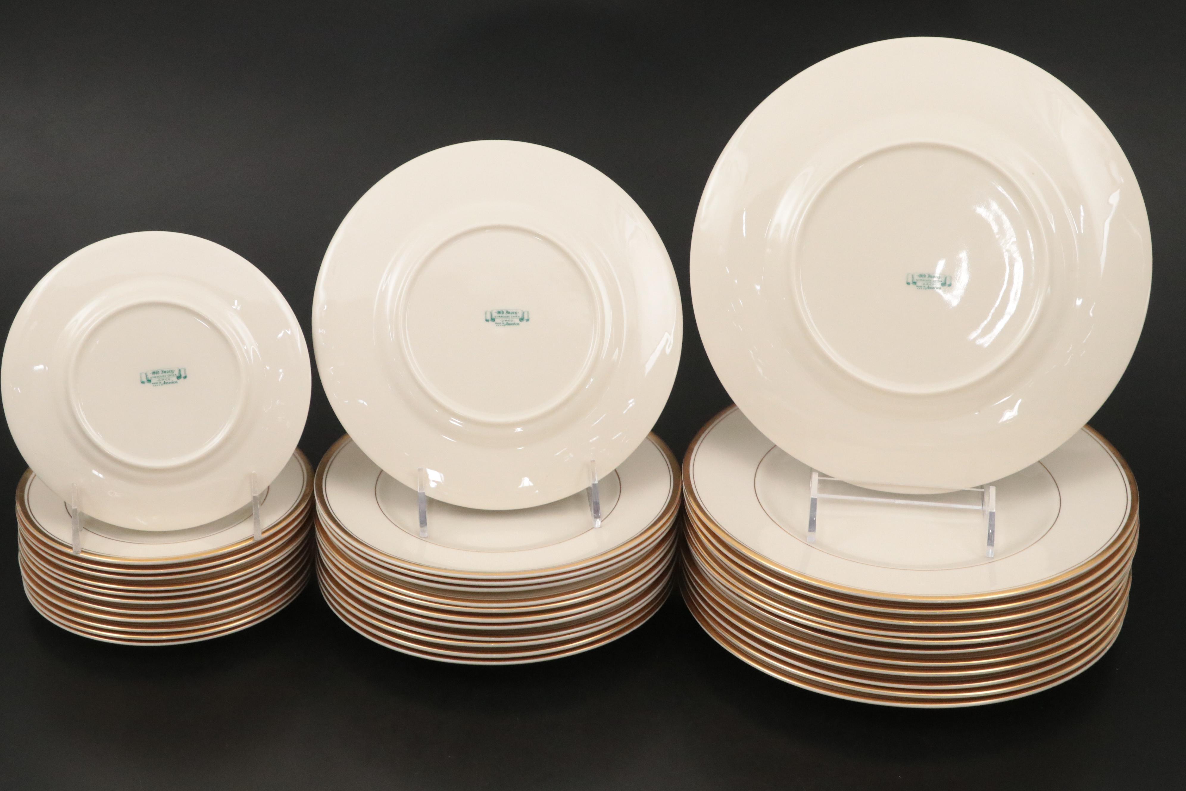 Syracuse China Old Ivory Gilt Rim Dinnerware and Serving Pieces