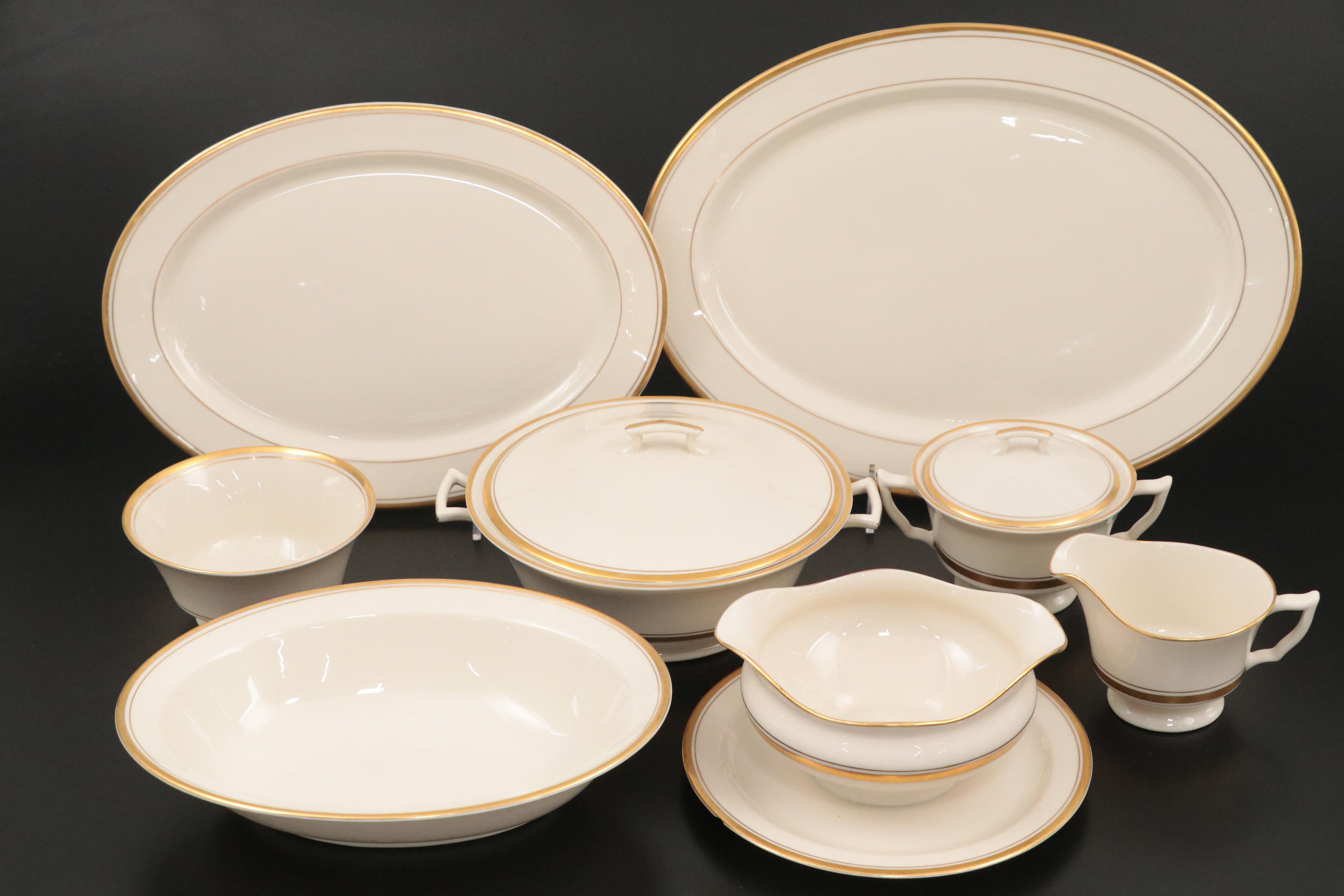 Syracuse China Old Ivory Gilt Rim Dinnerware and Serving Pieces