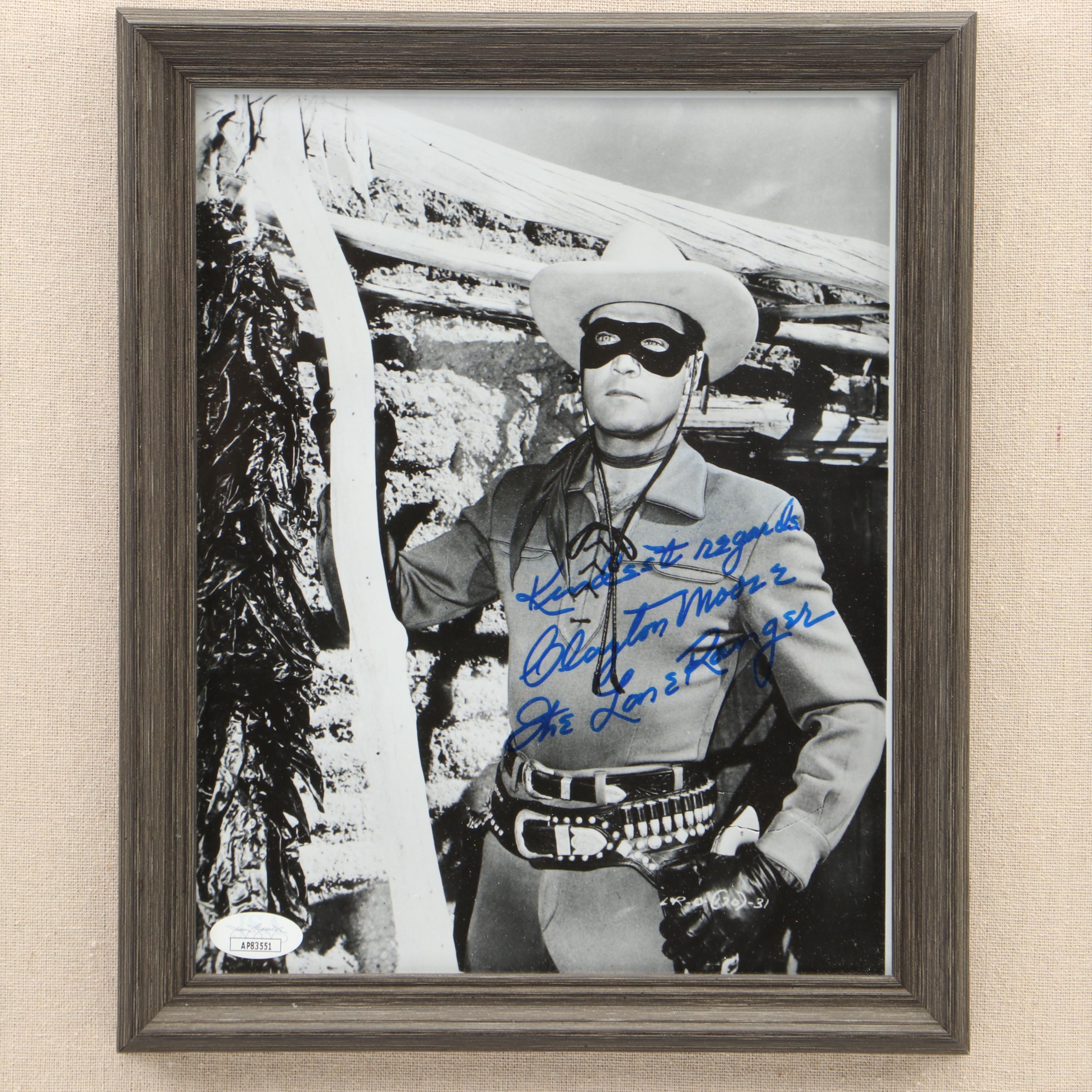 Clayton Moore Signed "The Lone Ranger" Framed Print