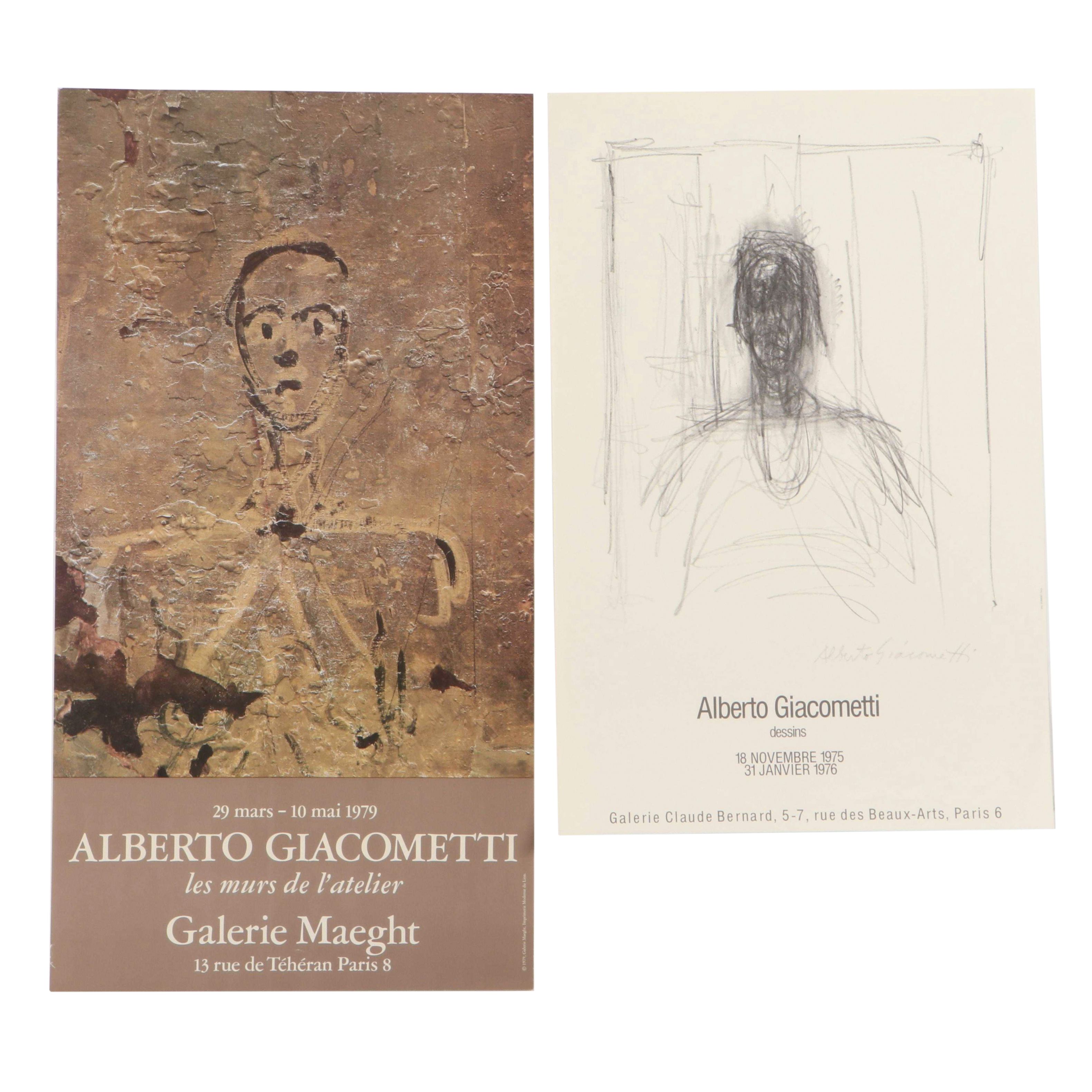 Alberto Giacometti Galerie Maeght and Galerie Claude Bernard Exhibition Posters