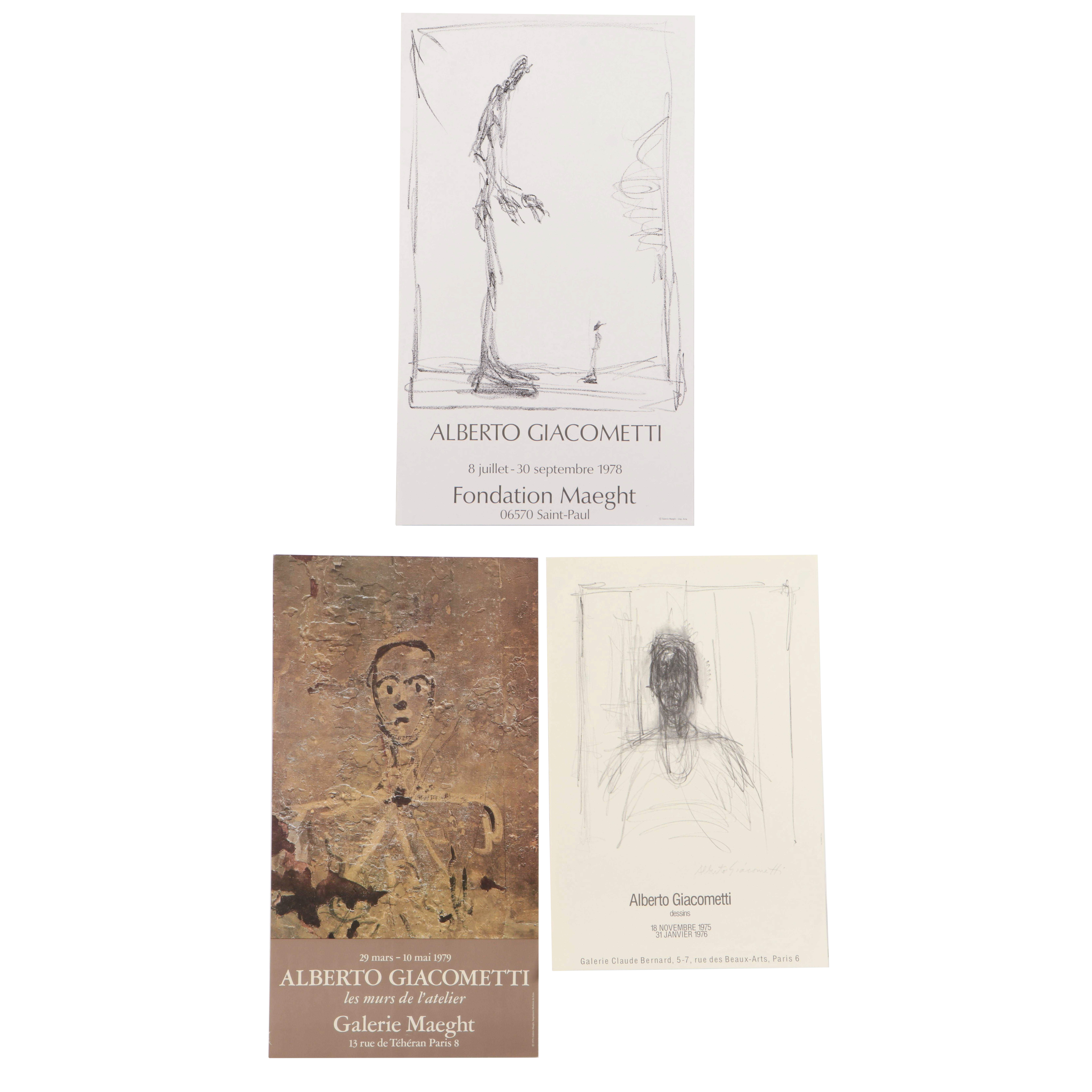 Alberto Giacometti Galerie Maeght and Galerie Claude Bernard Exhibition Posters
