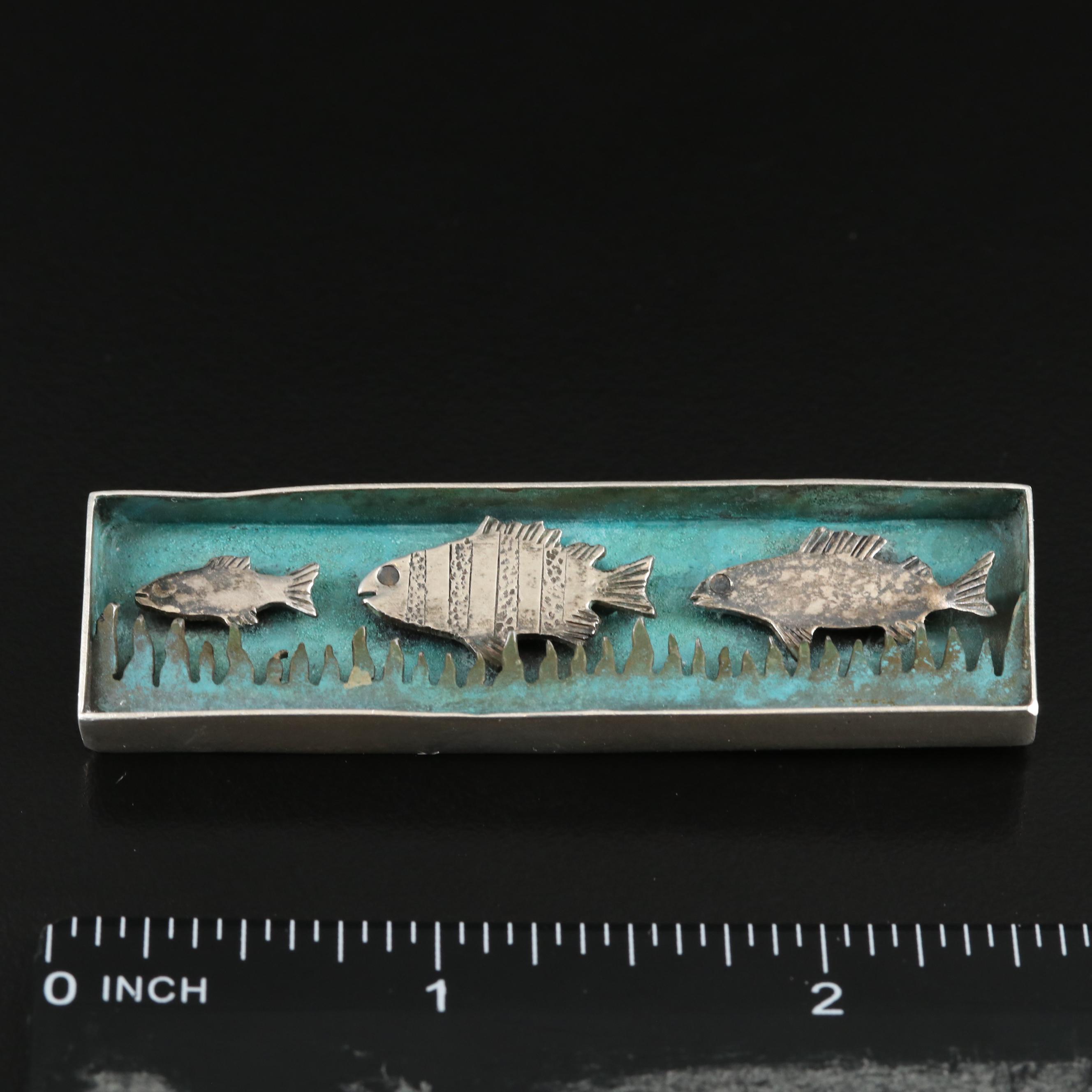 Suzanne Williams Sterling Layered Fish Diorama Brooch