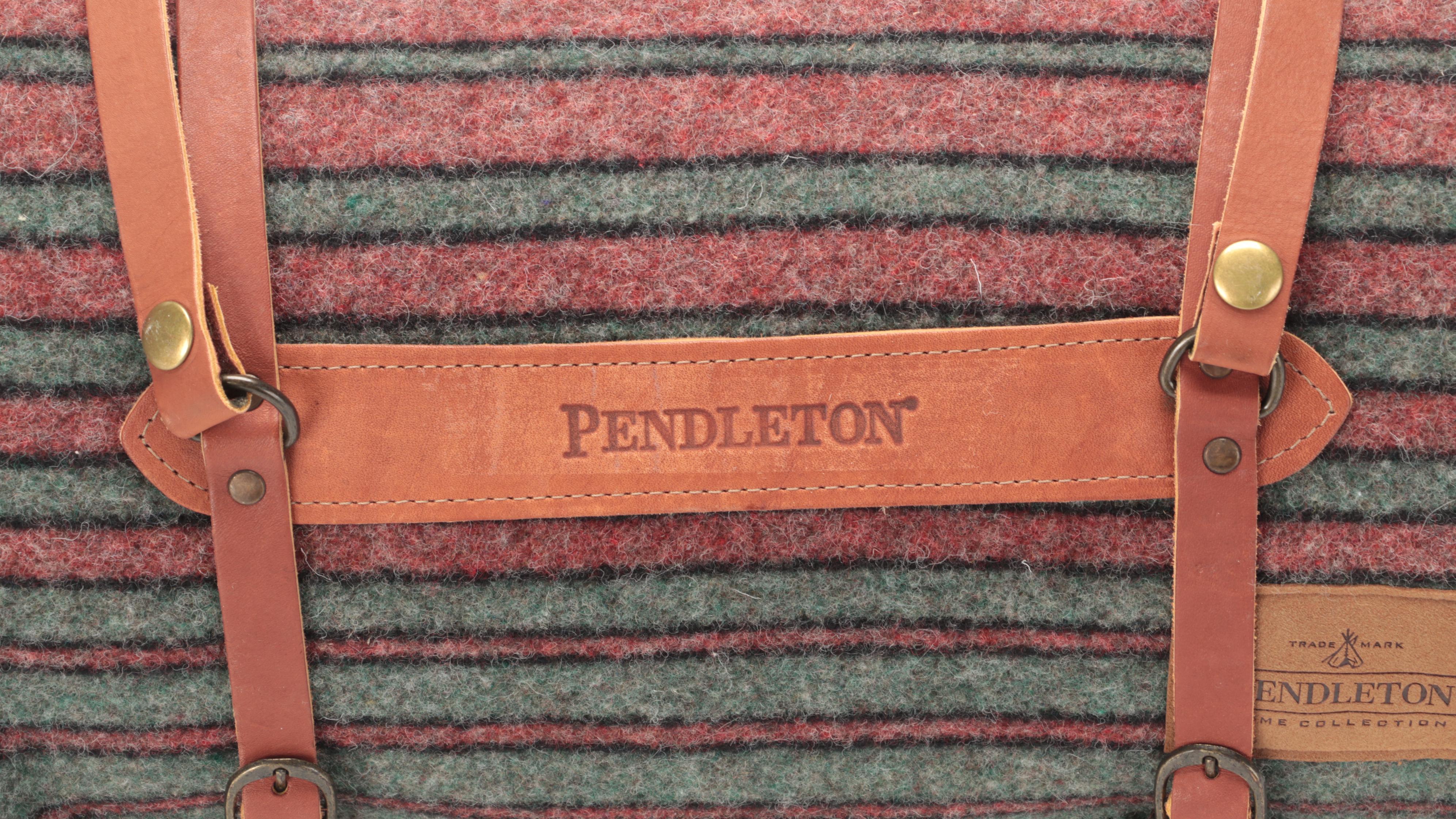 Pendleton "Henrich Stripe" Yakima Camp Wool Blanket with Leather Carrier