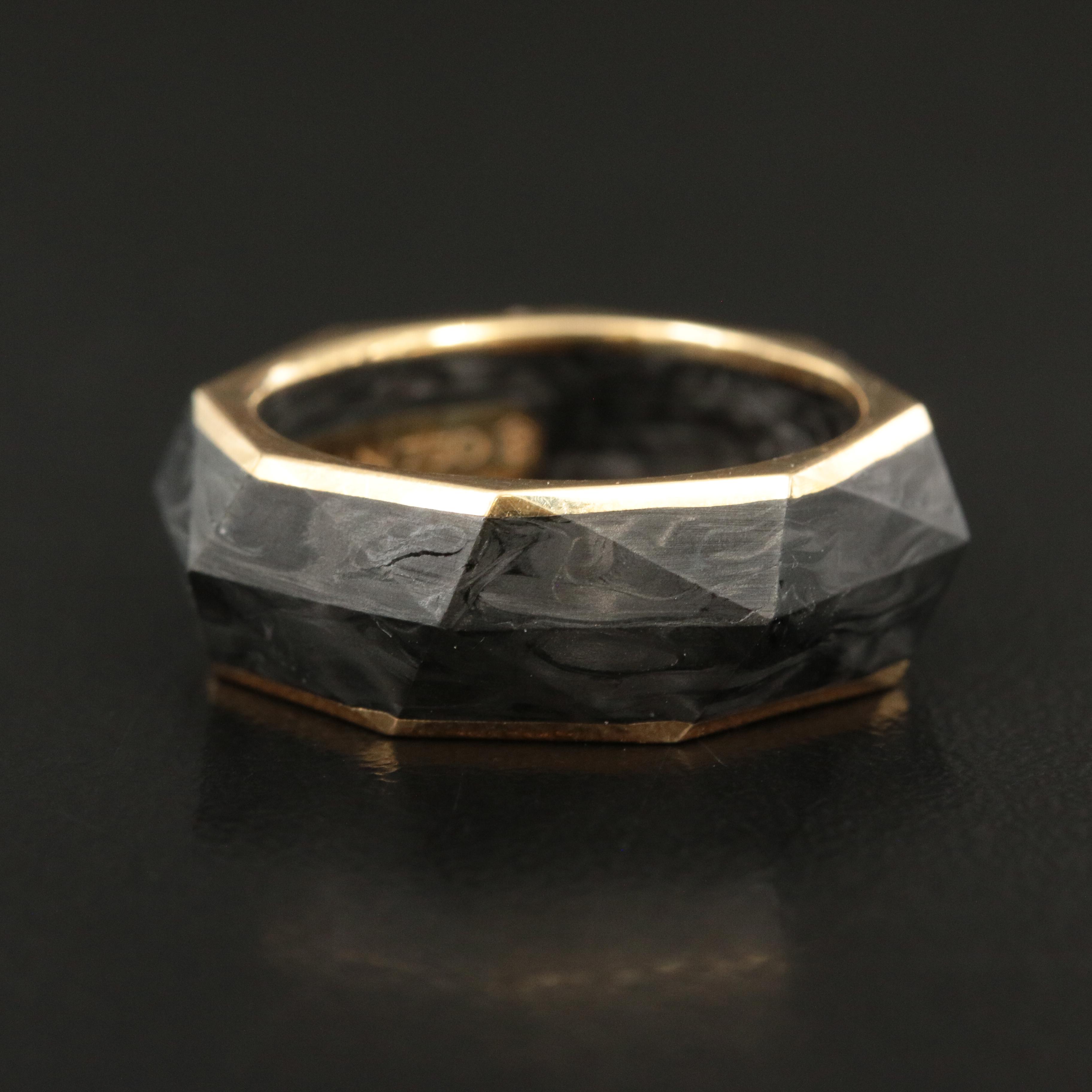 David Yurman 18K Forged Carbon Torqued Faceted Band