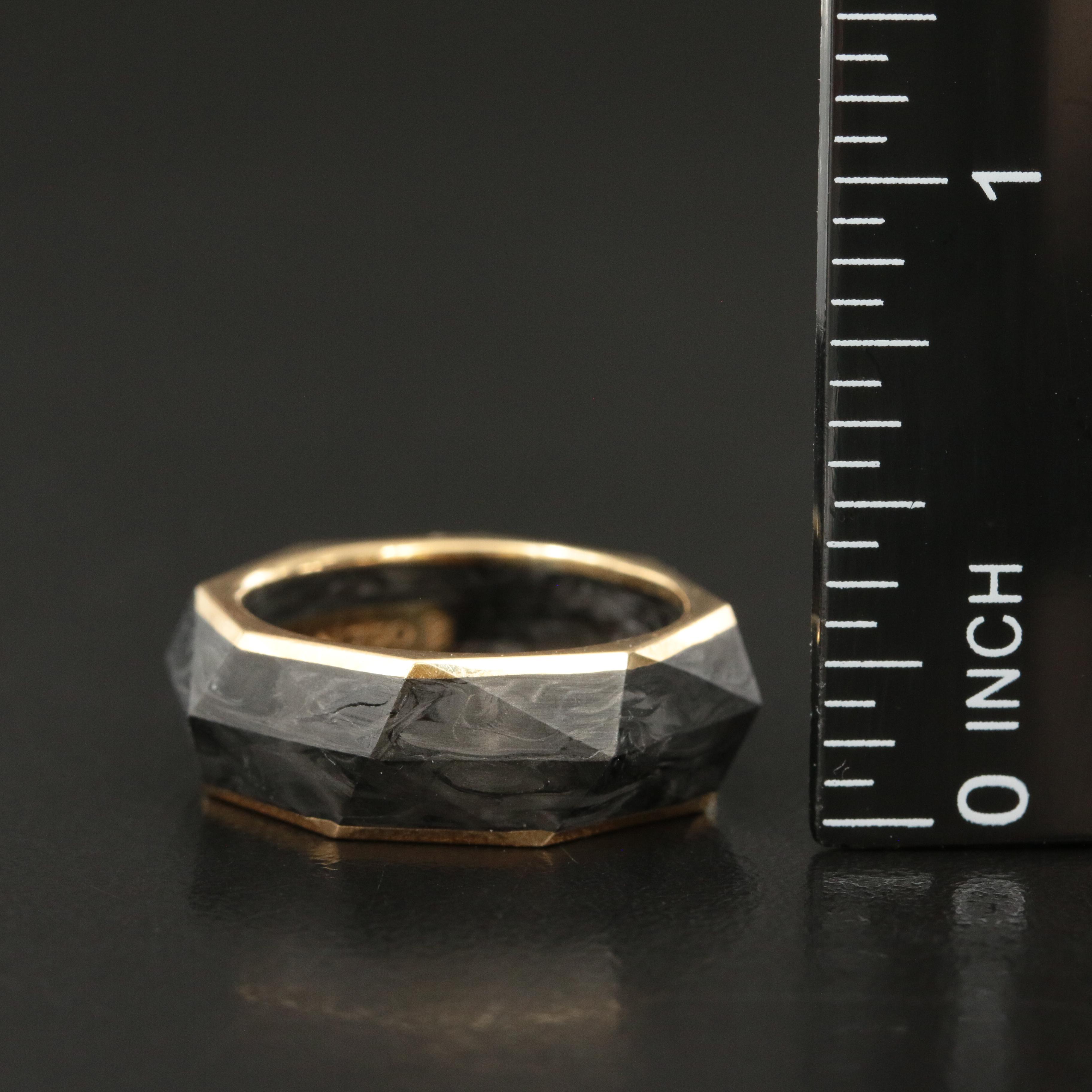 David Yurman 18K Forged Carbon Torqued Faceted Band