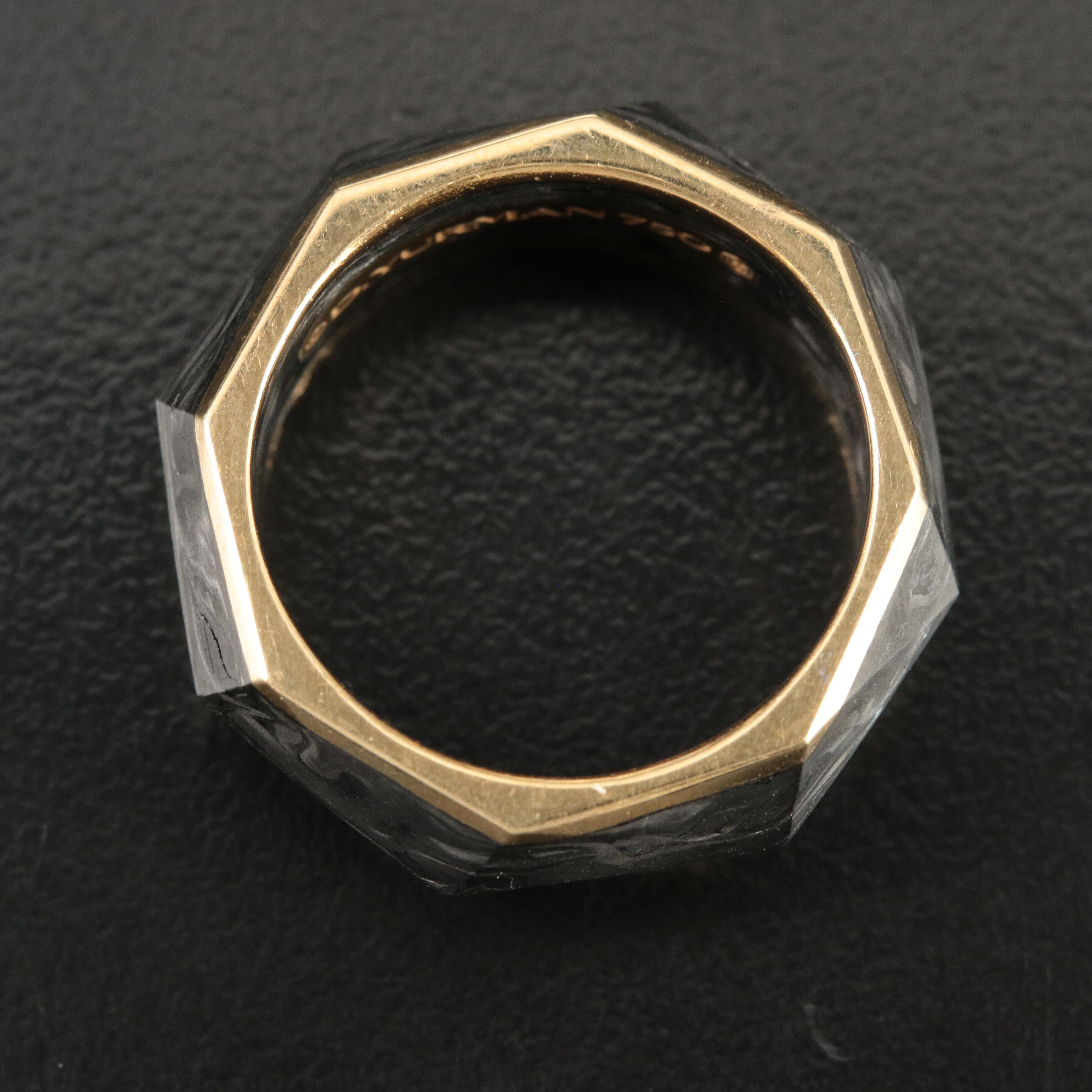 David Yurman 18K Forged Carbon Torqued Faceted Band