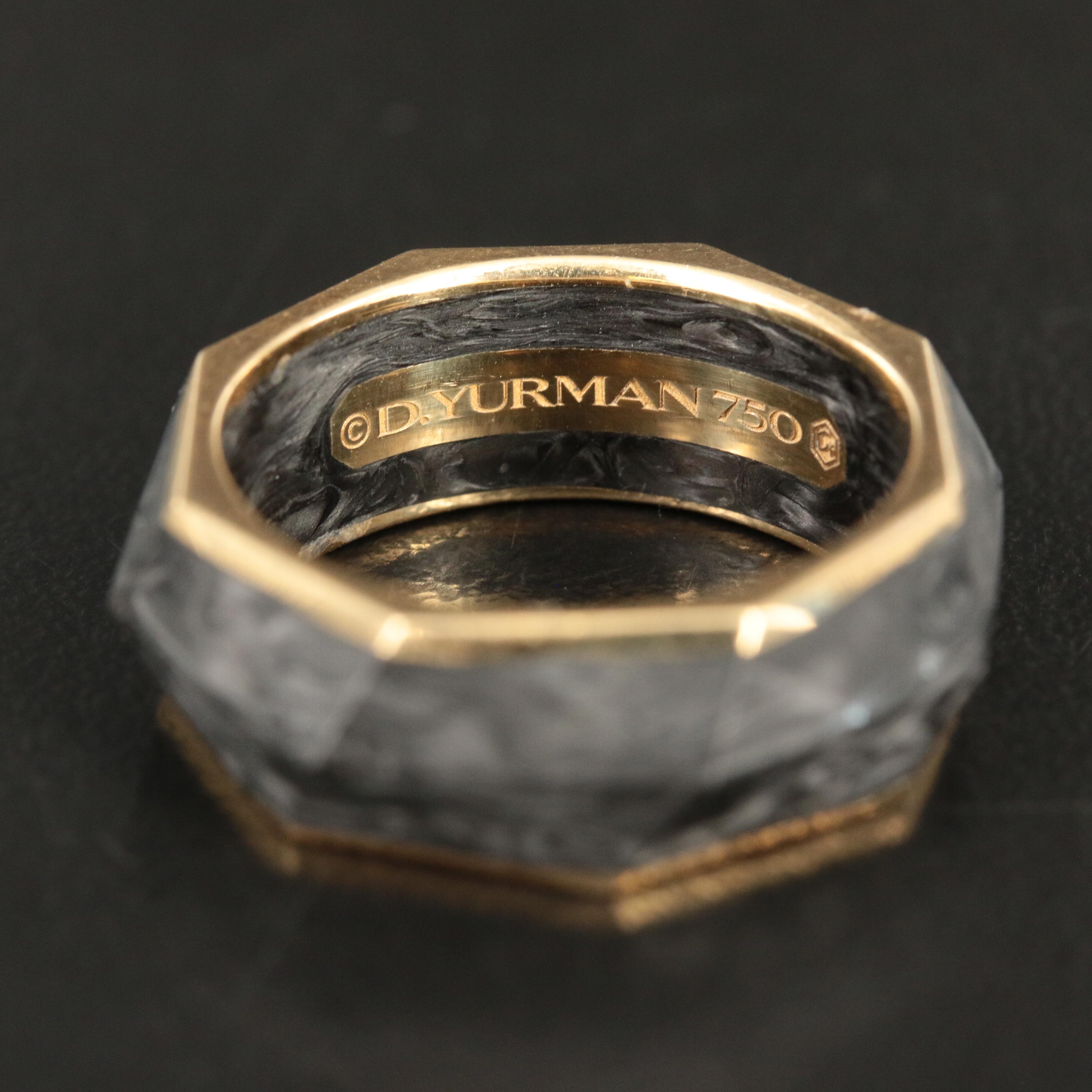 David Yurman 18K Forged Carbon Torqued Faceted Band