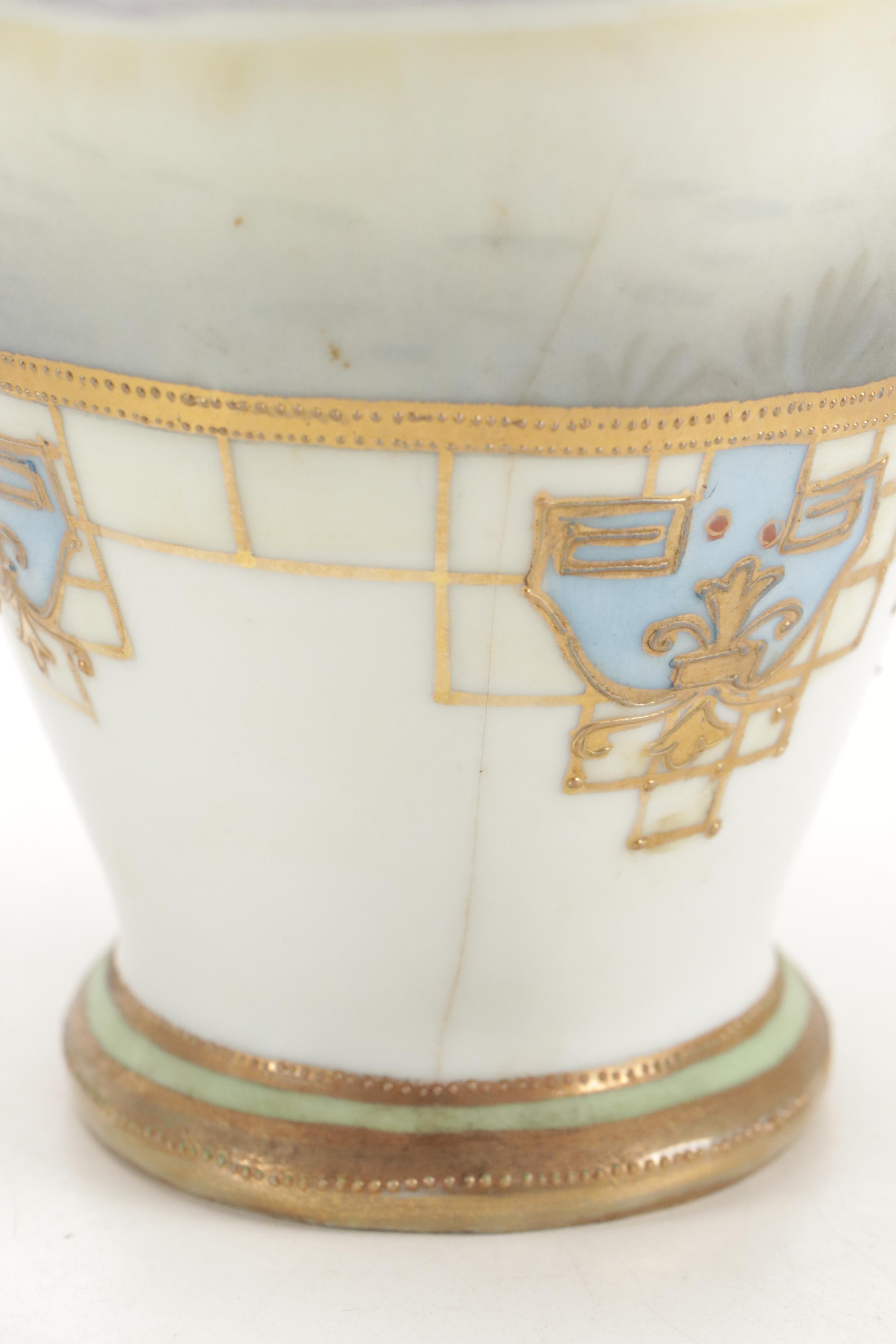 Pair of Morimura Bros Hand-Painted Nippon Porcelain Vases