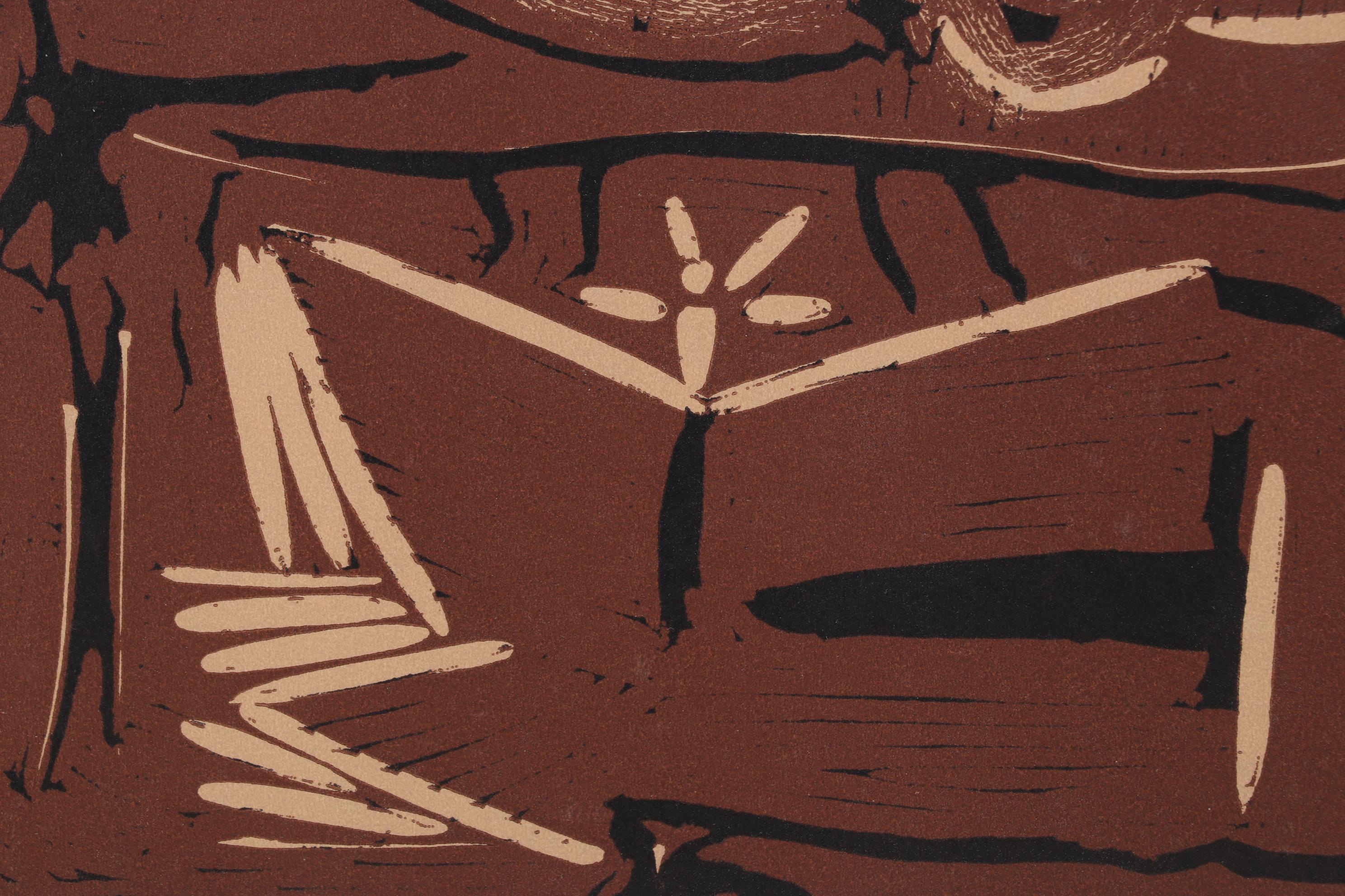 Pablo Picasso Linocut "Man With Guitar & Woman," 1962