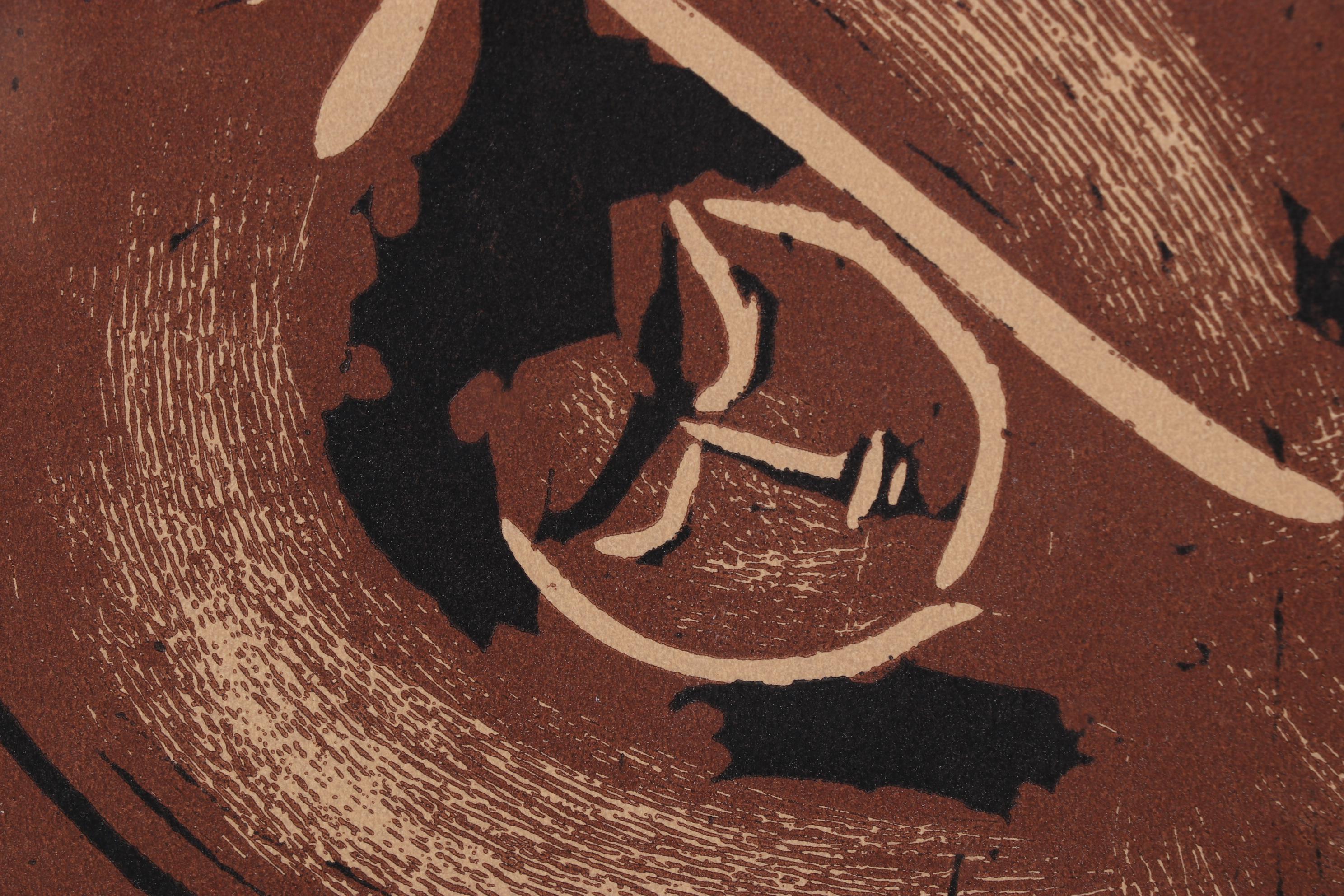 Pablo Picasso Linocut "Man With Guitar & Woman," 1962