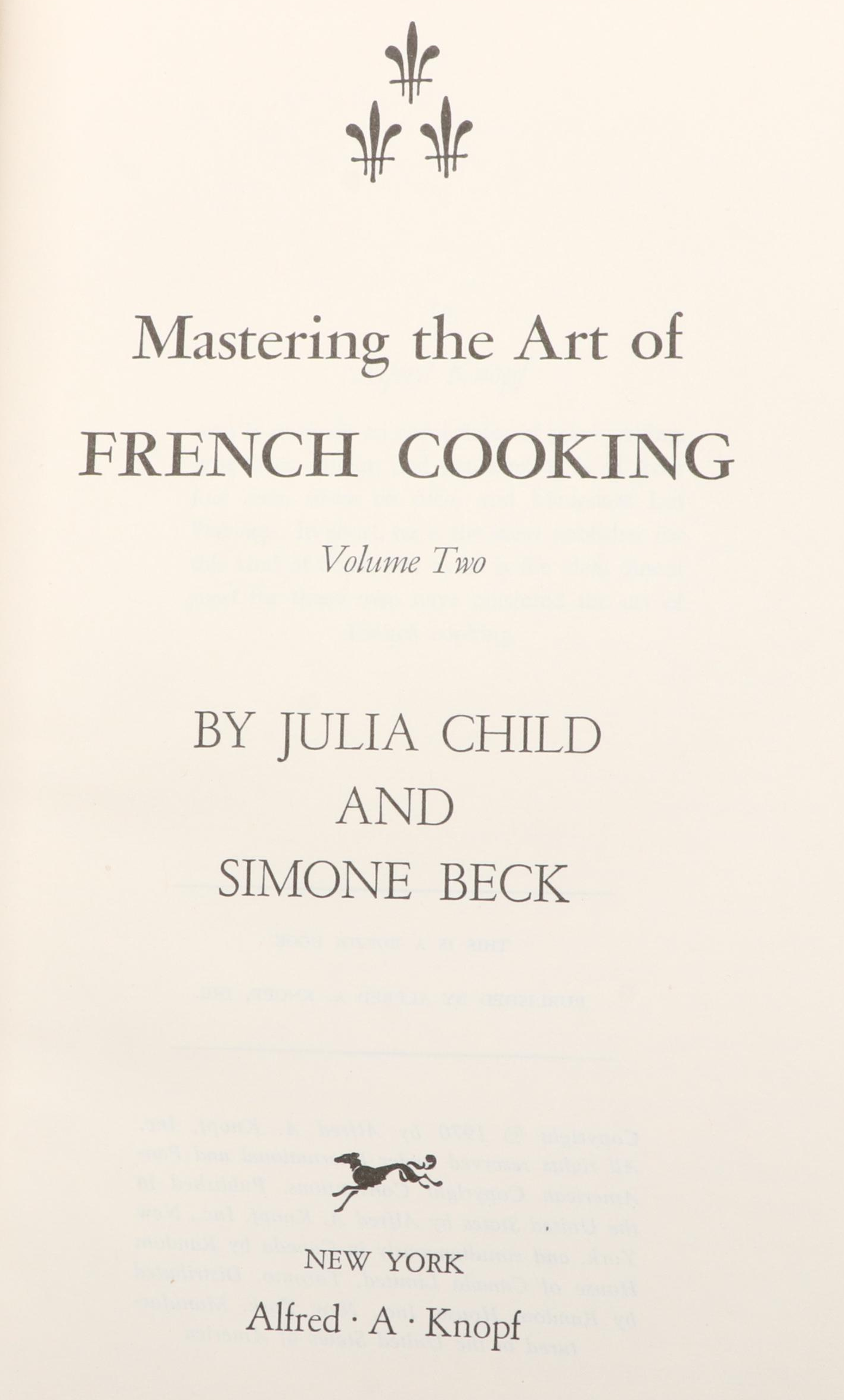 Double Signed "Mastering the Art of French Cooking" Vol. II by Child and Beck