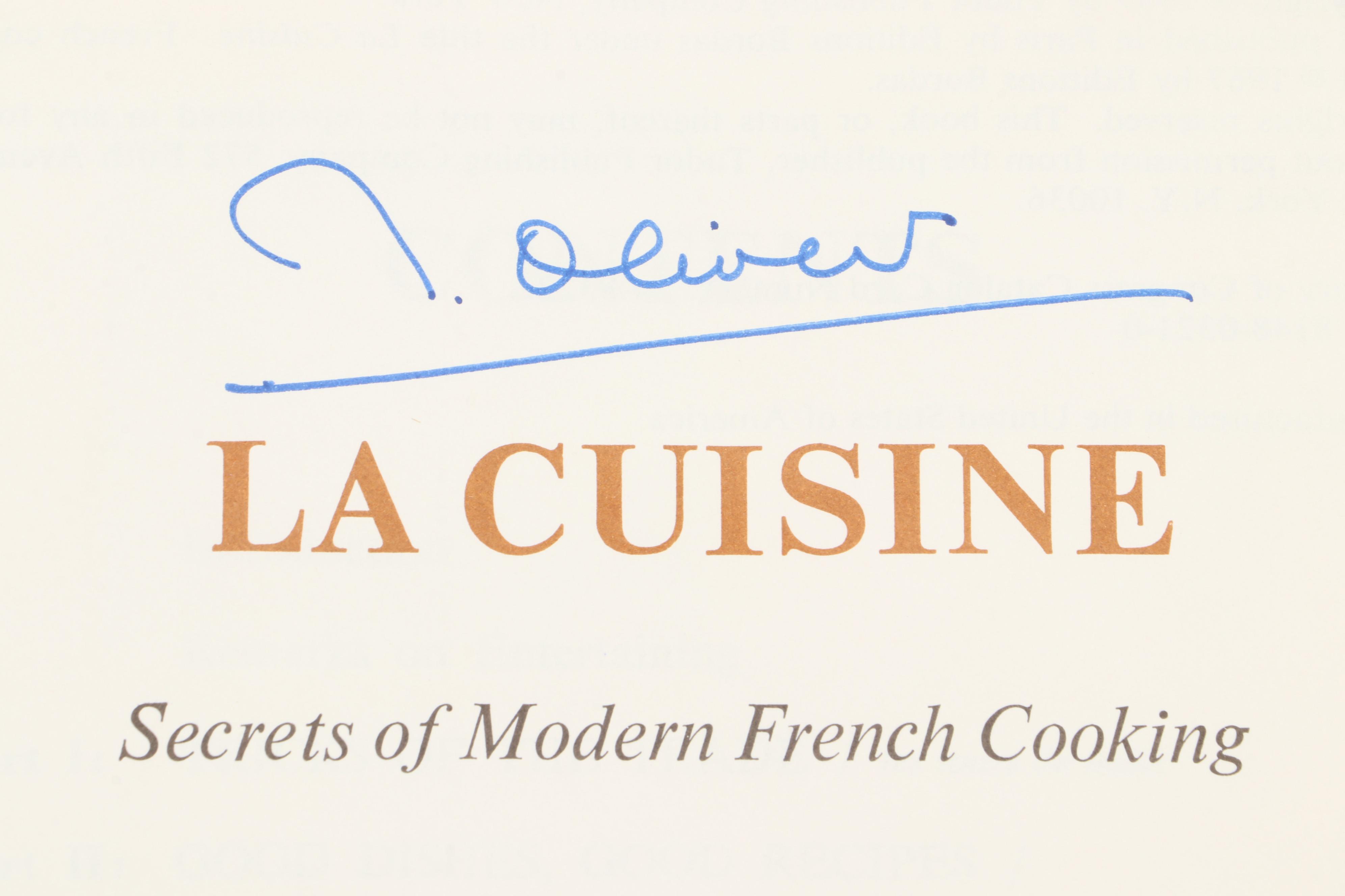 Signed "La Cuisine: Secrets of Modern French Cooking" by Raymond Oliver, 1969