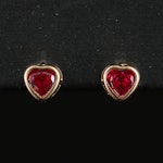 10K Ruby Heart Stud Earrings