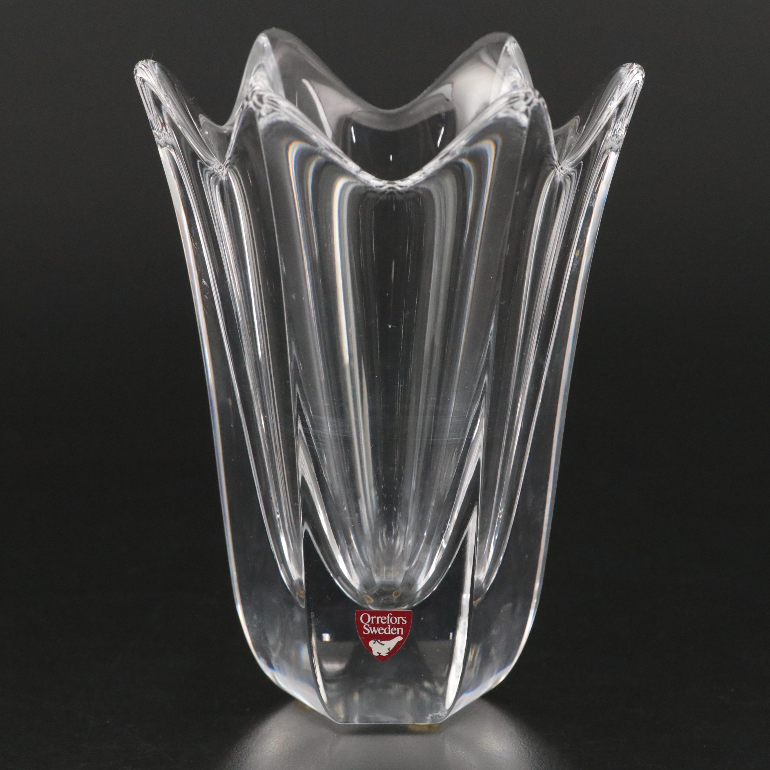 Tiffany & Co. Crystal Decanter and Orrefors "Belle" Crystal Vase