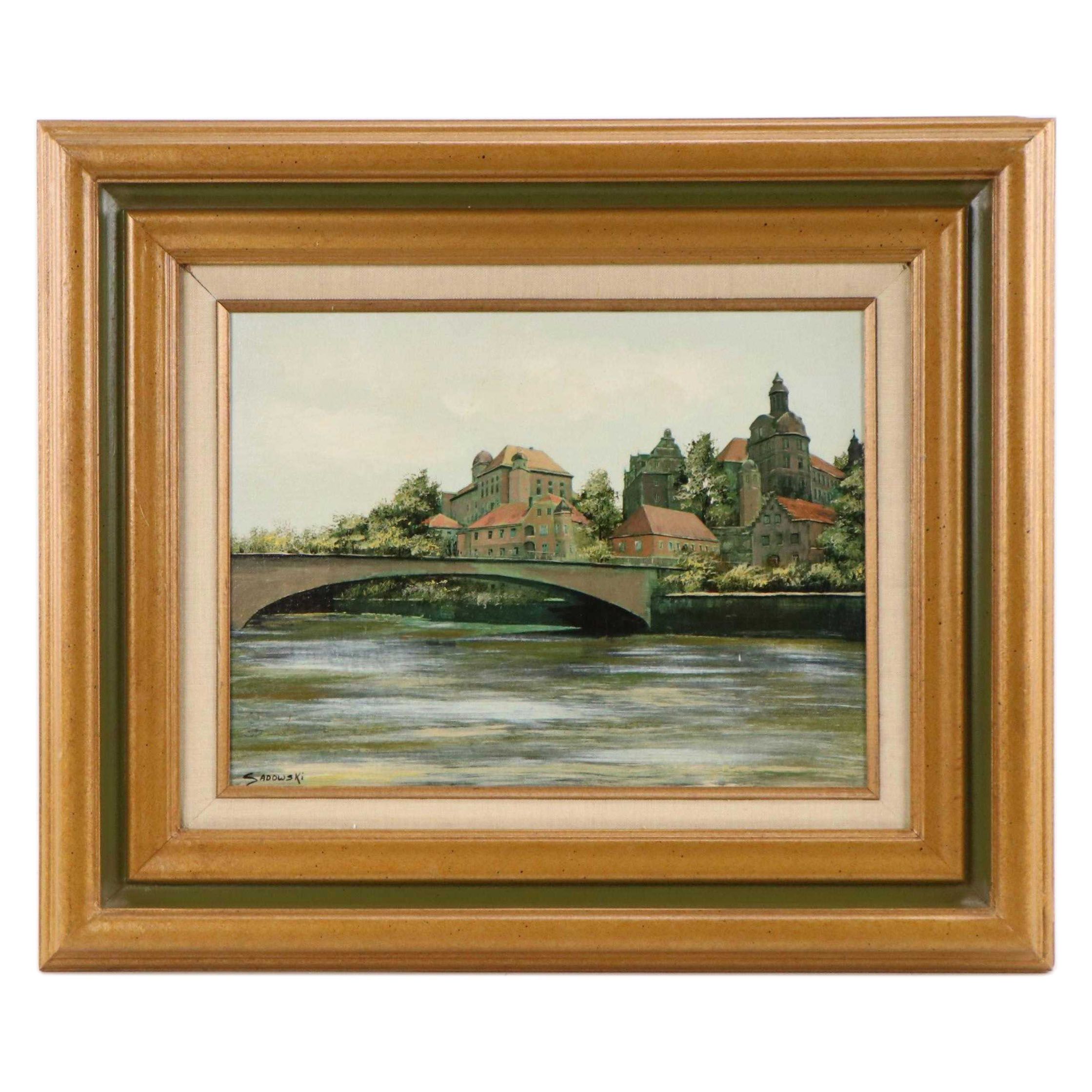 Carol Sadowski European River Scene Oil Painting