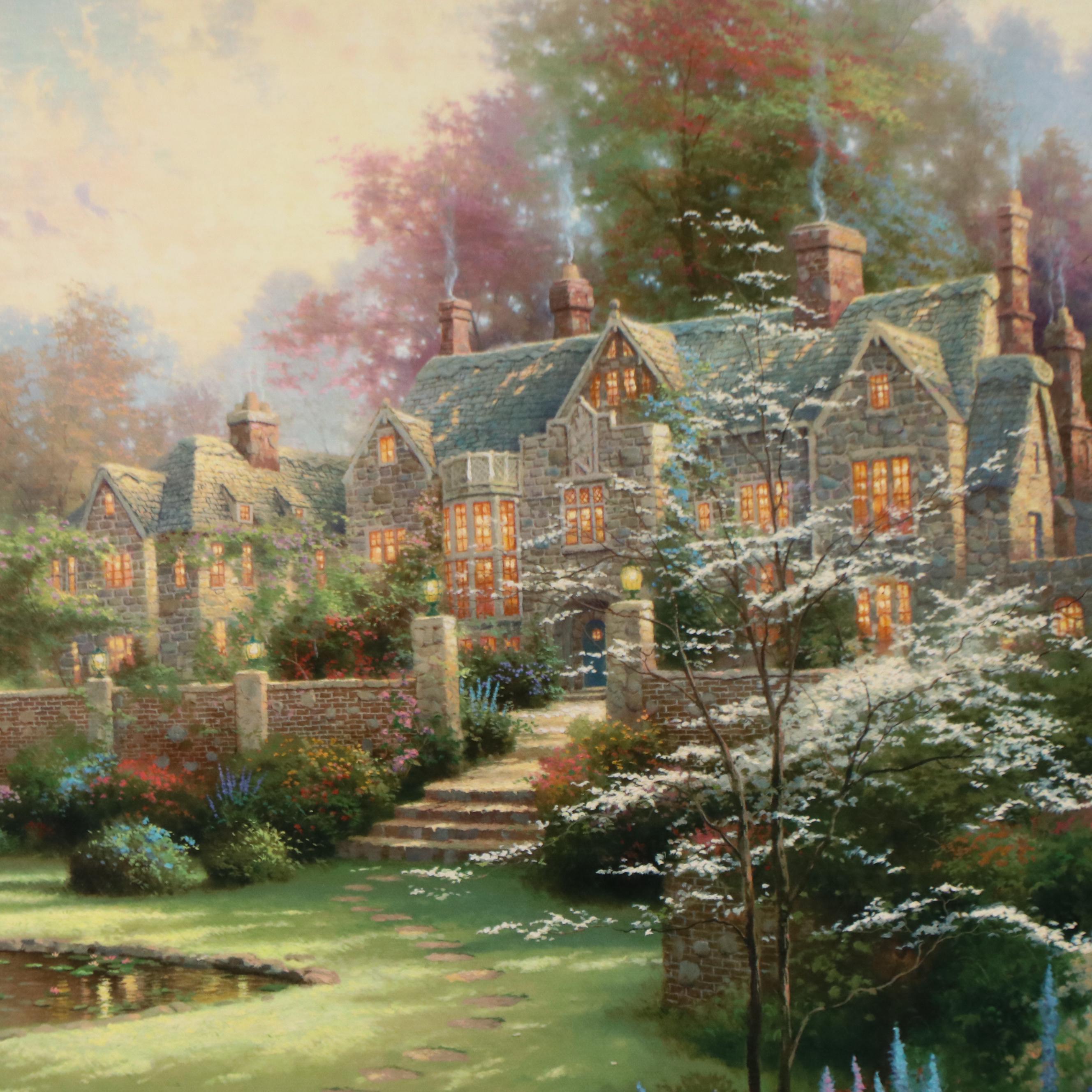Thomas Kinkade Giclee Print on Canvas "Gardens Beyond Spring Gate"